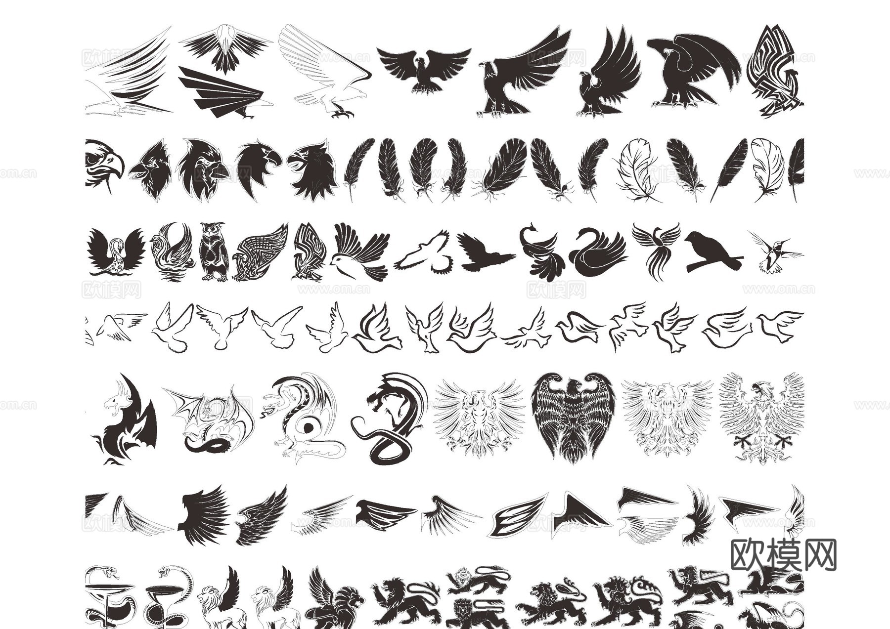 鸟类动物图库cad施工图