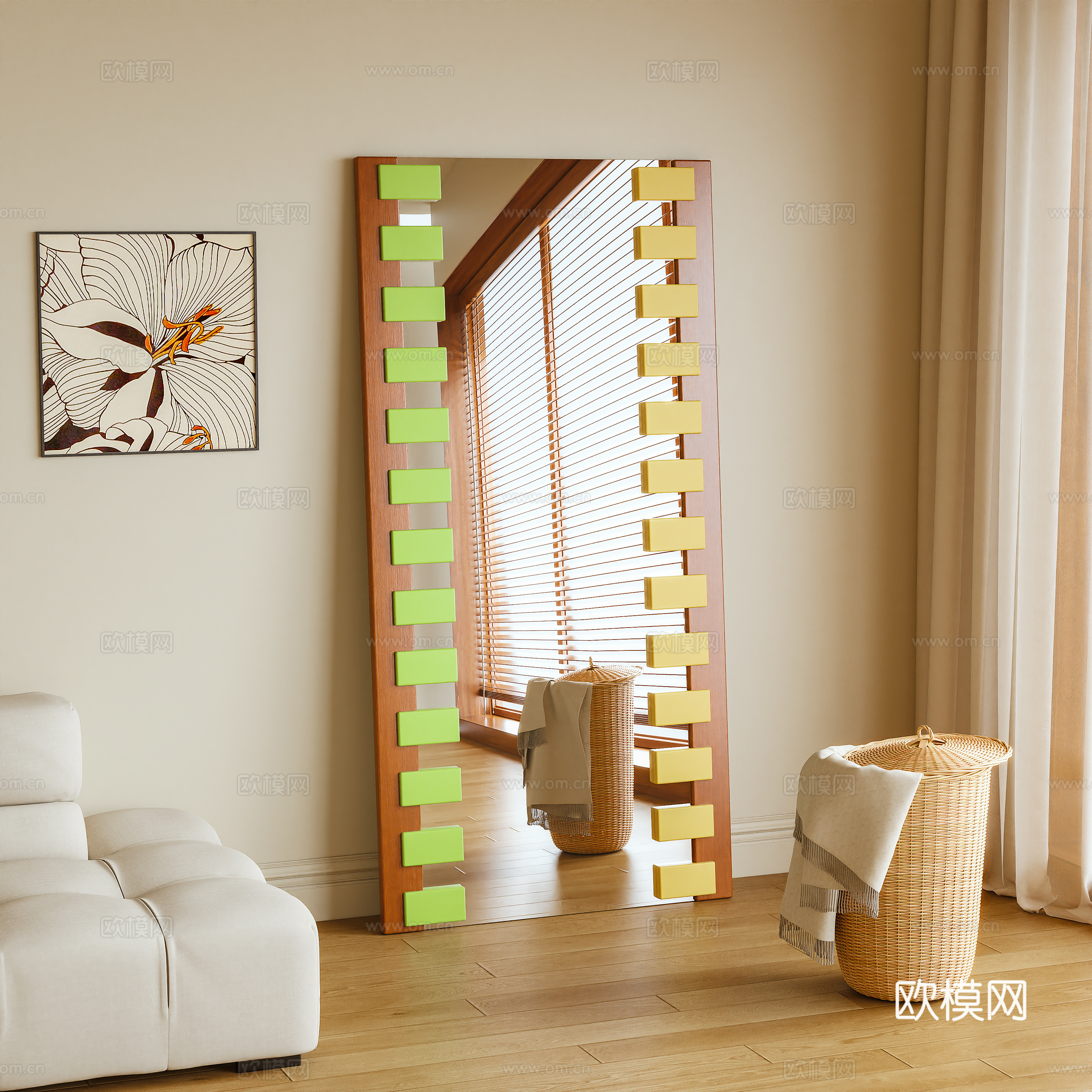 镜子 落地镜 全身镜3d模型下载