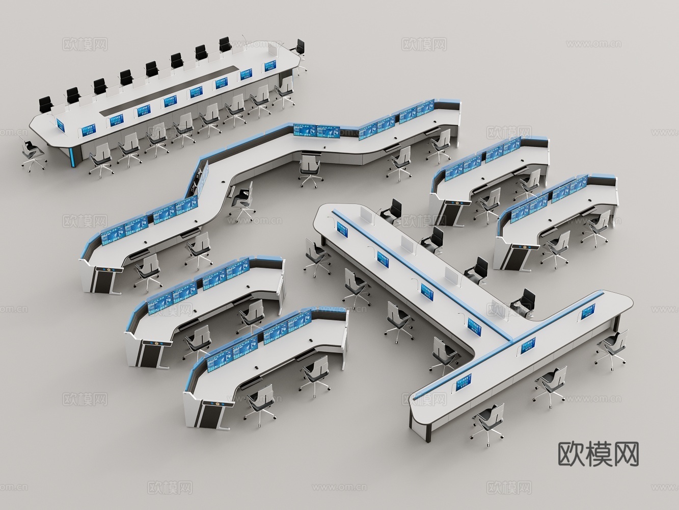 现代指挥控制室 消防指挥中心 控制中心 调度中心 城市大脑su模型