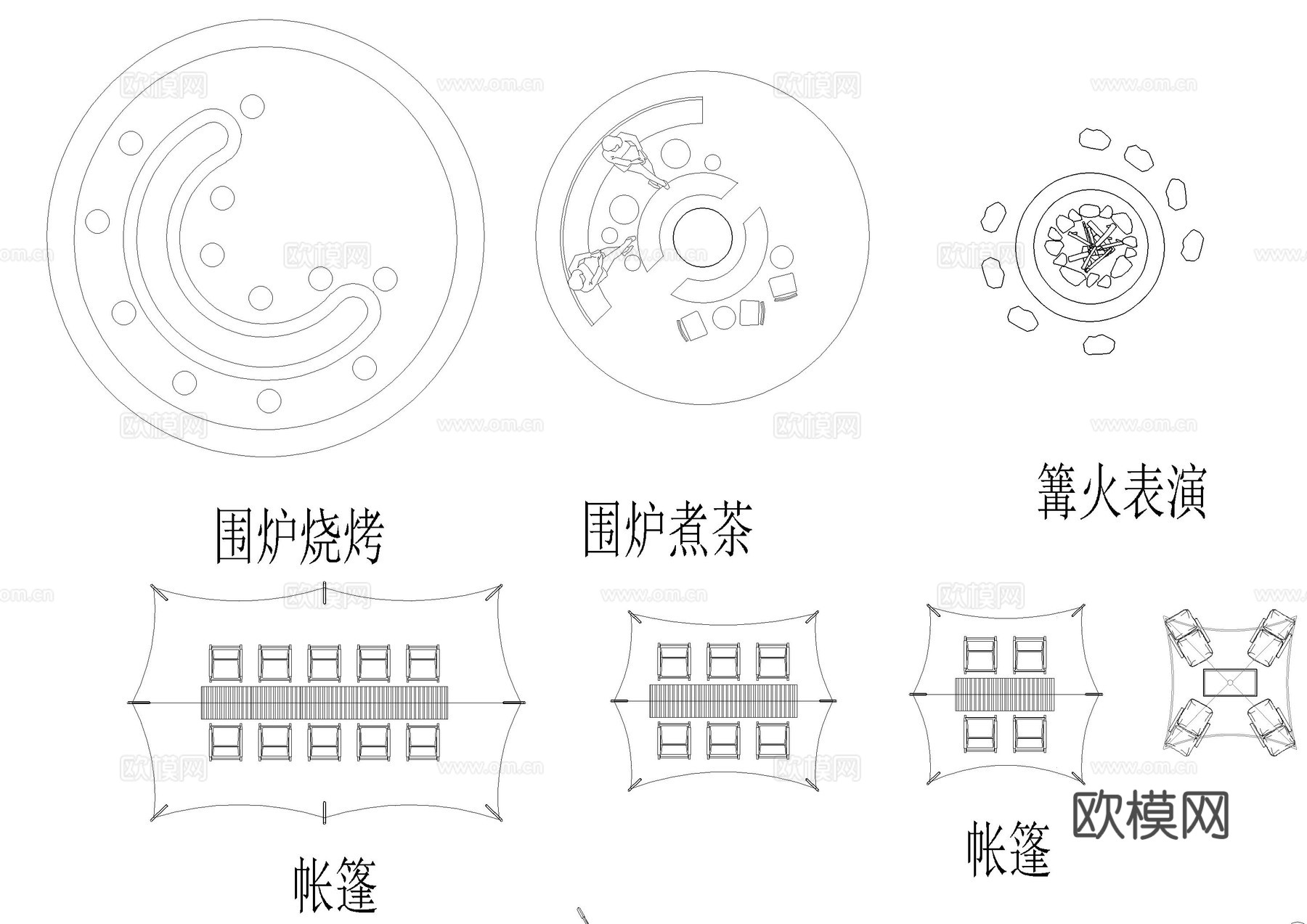 露营烧烤帐篷天幕图库cad施工图