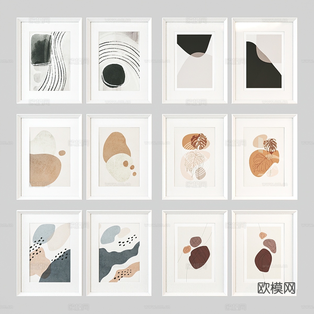 抽象海报套装3d模型下载