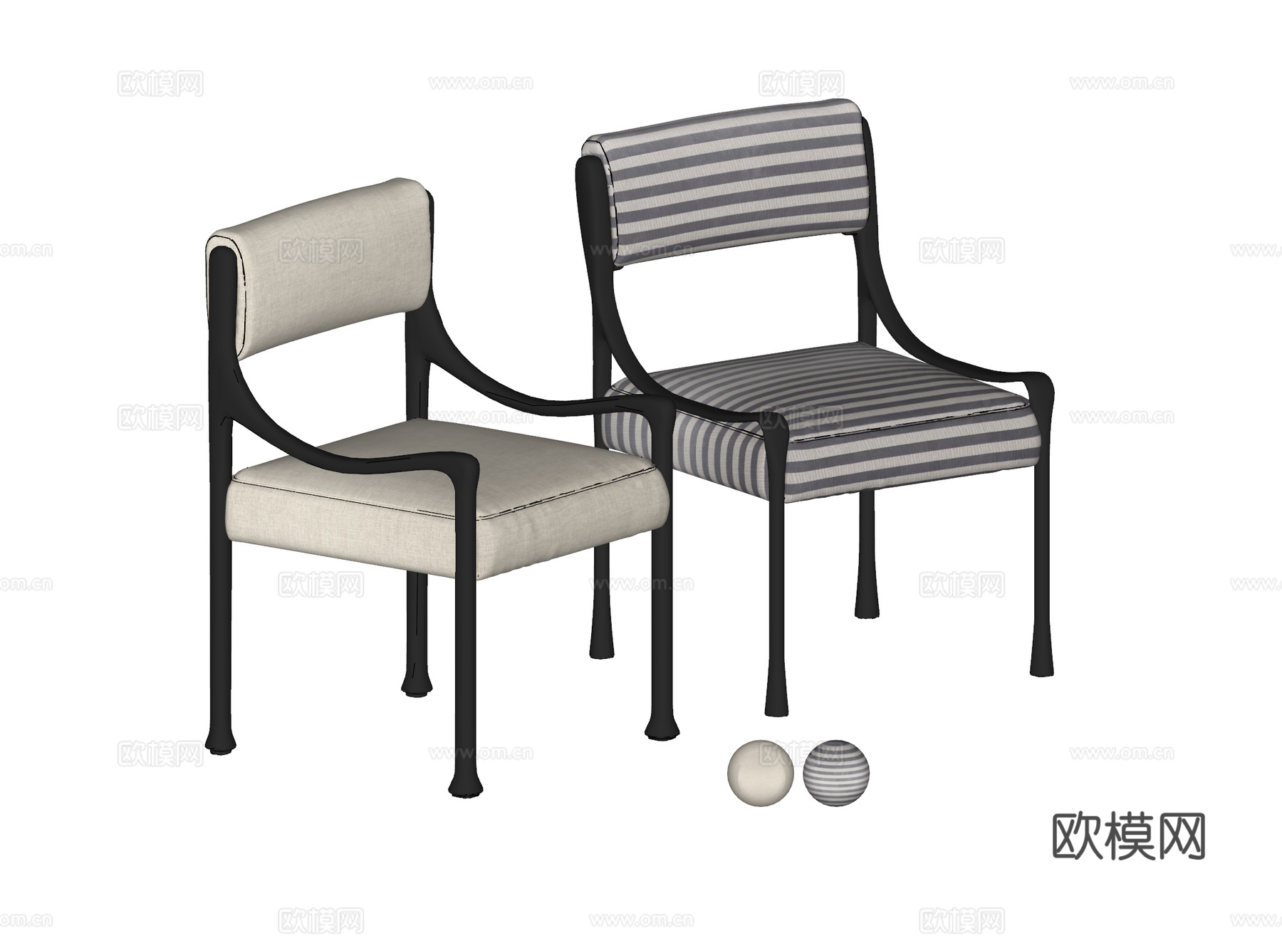 法式中古风餐椅 休闲椅 扶手椅 书椅 睡莲椅su模型