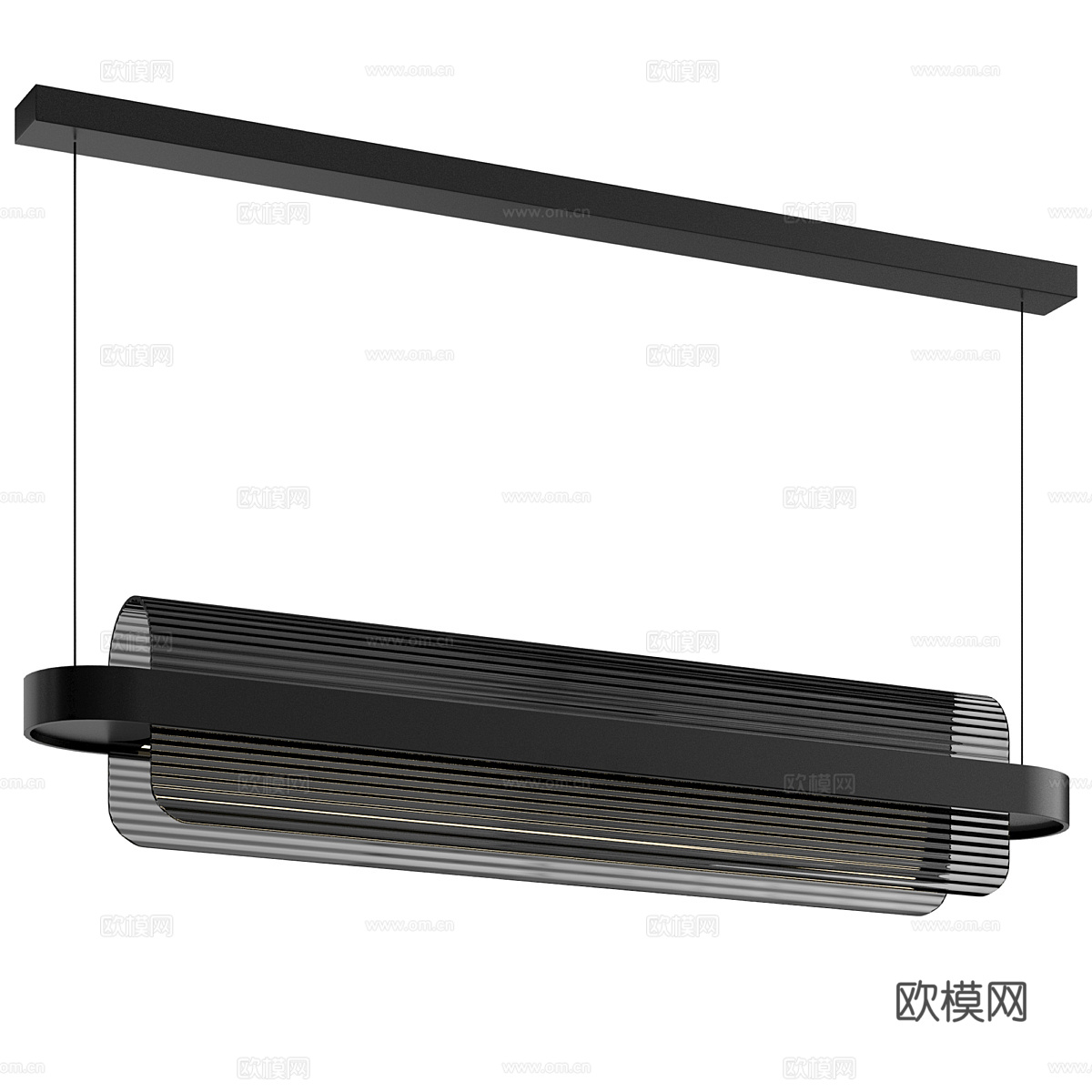 现代意式 TETTO NERO 玻璃装饰吊灯3d模型下载（渲染图2）