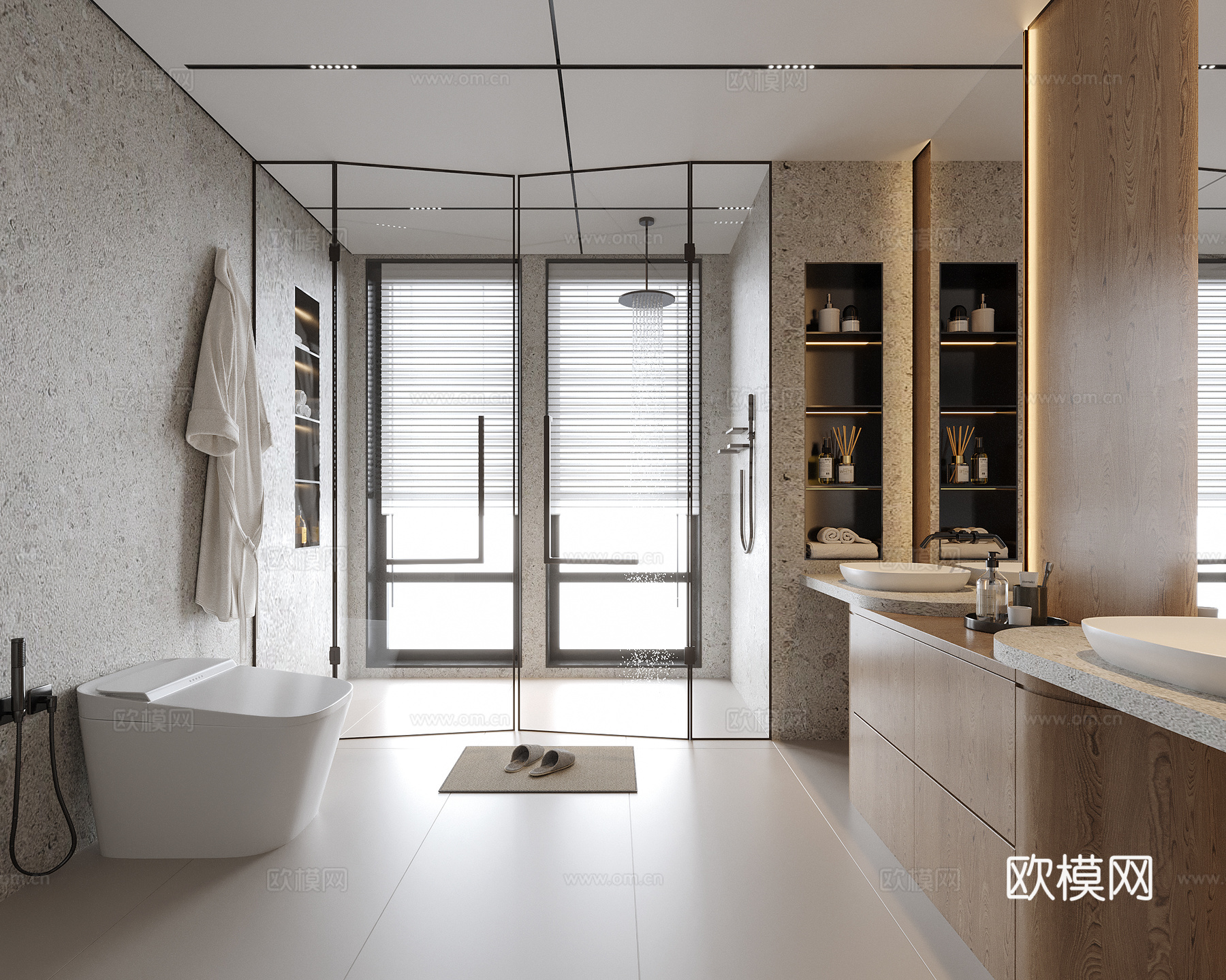 现代酒店卫生间 浴室su模型