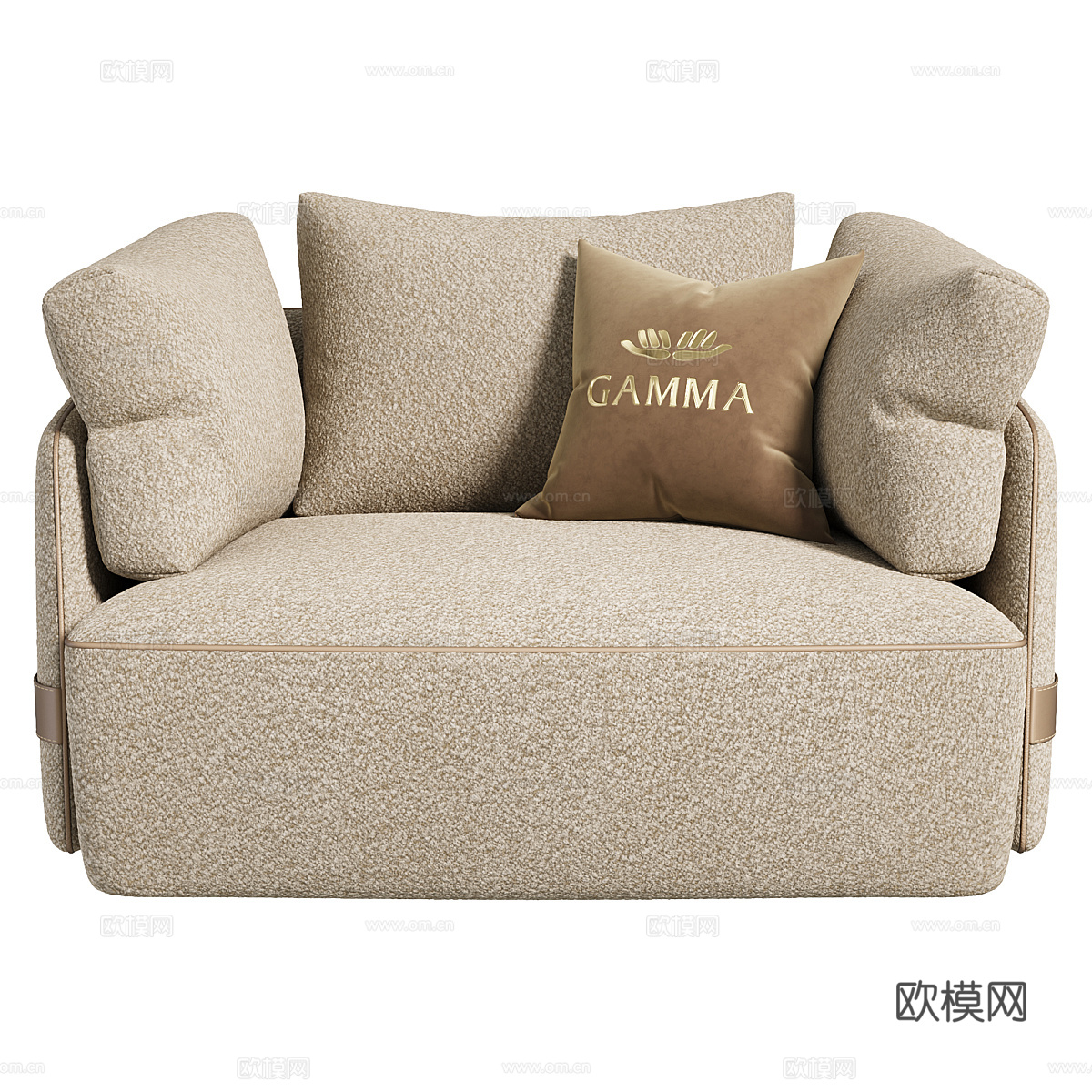 现代意式 Veronica 布艺沙发椅3d模型下载（渲染图2）