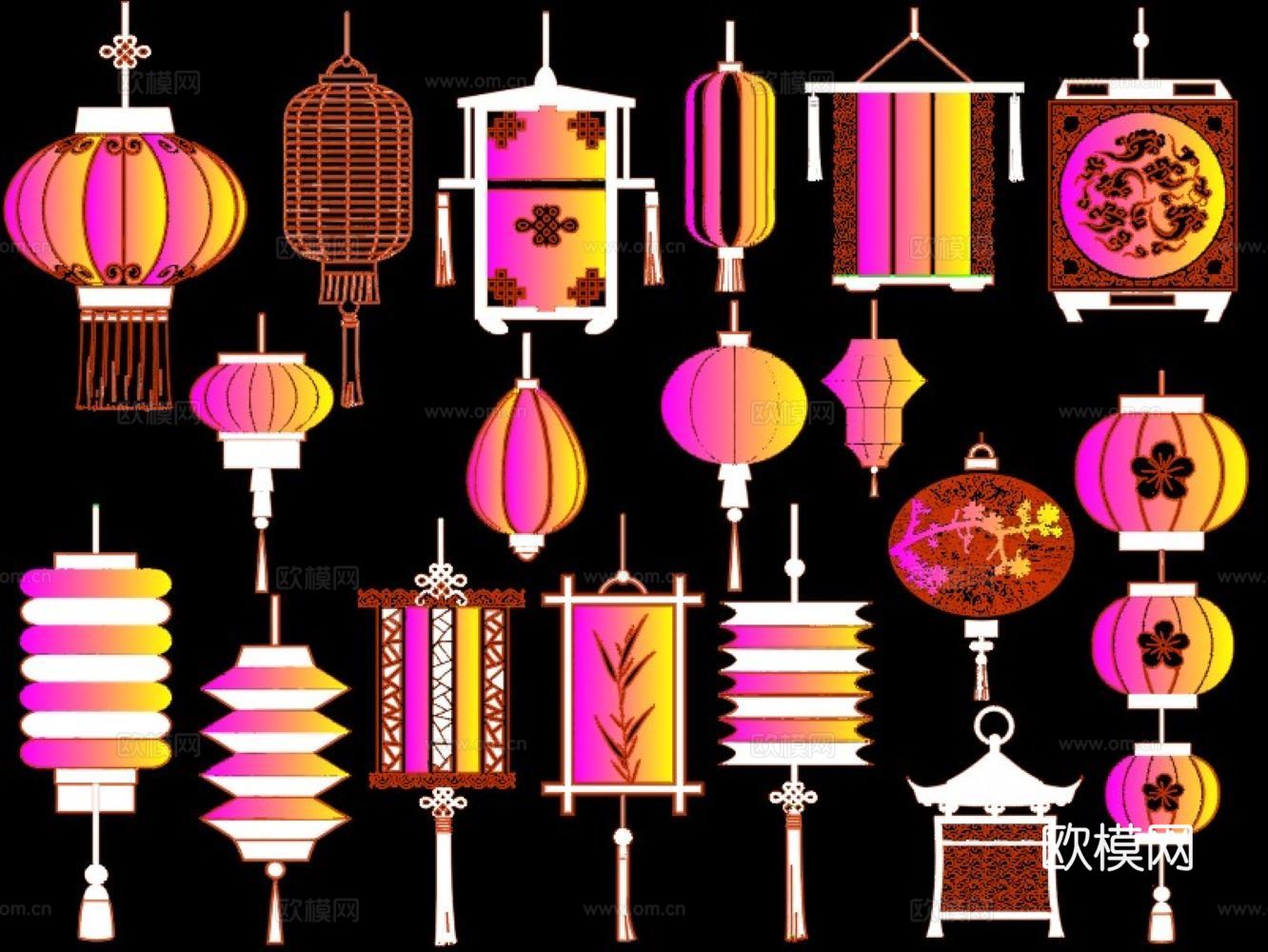 中式灯笼cad施工图