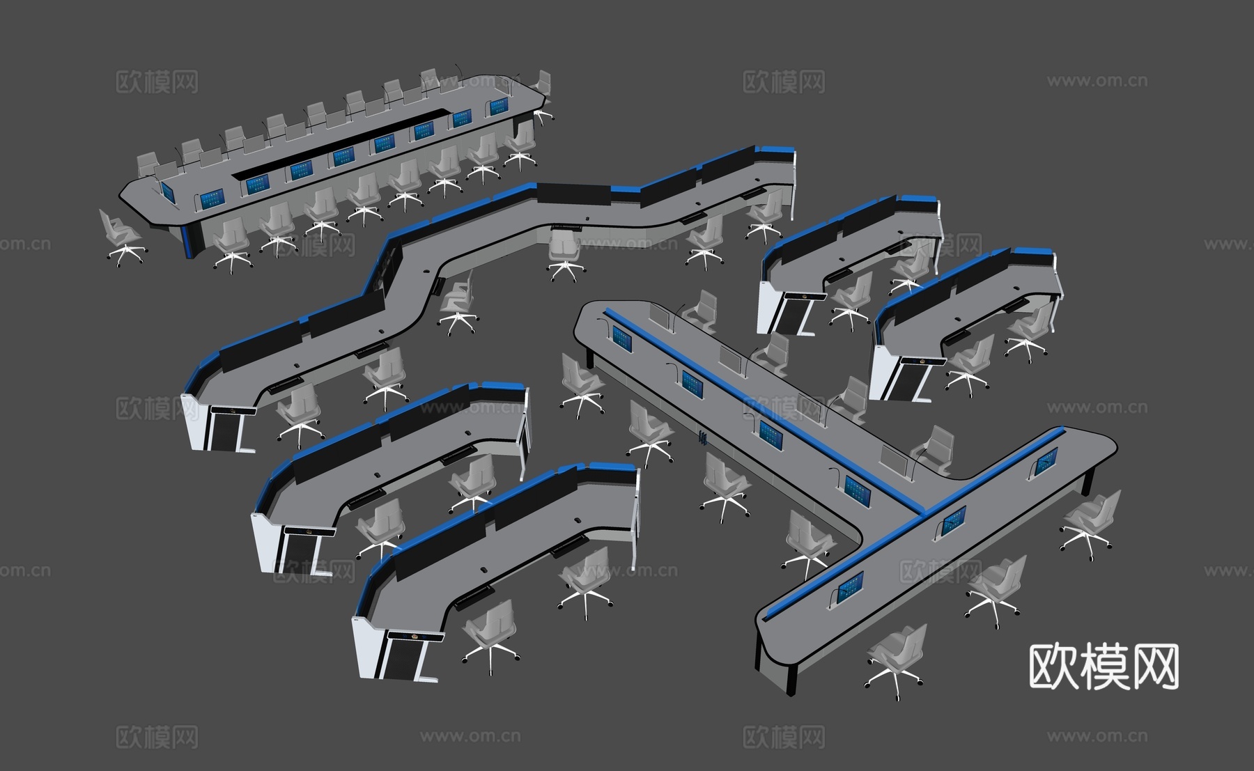 现代指挥控制室 消防指挥中心 控制中心 调度中心 城市大脑su模型