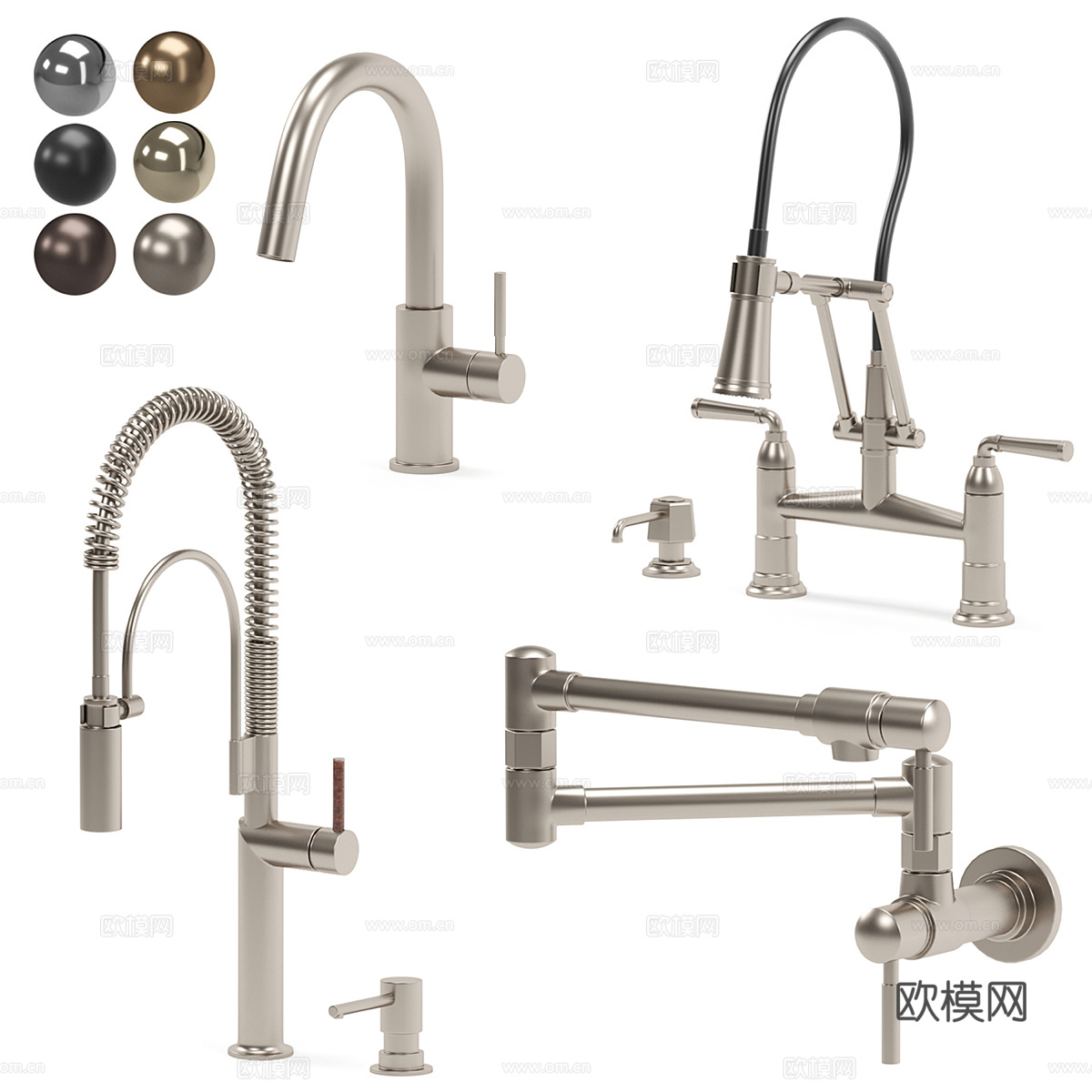 现代轻奢 BRIZO 厨房水龙头3d模型下载（渲染图1）