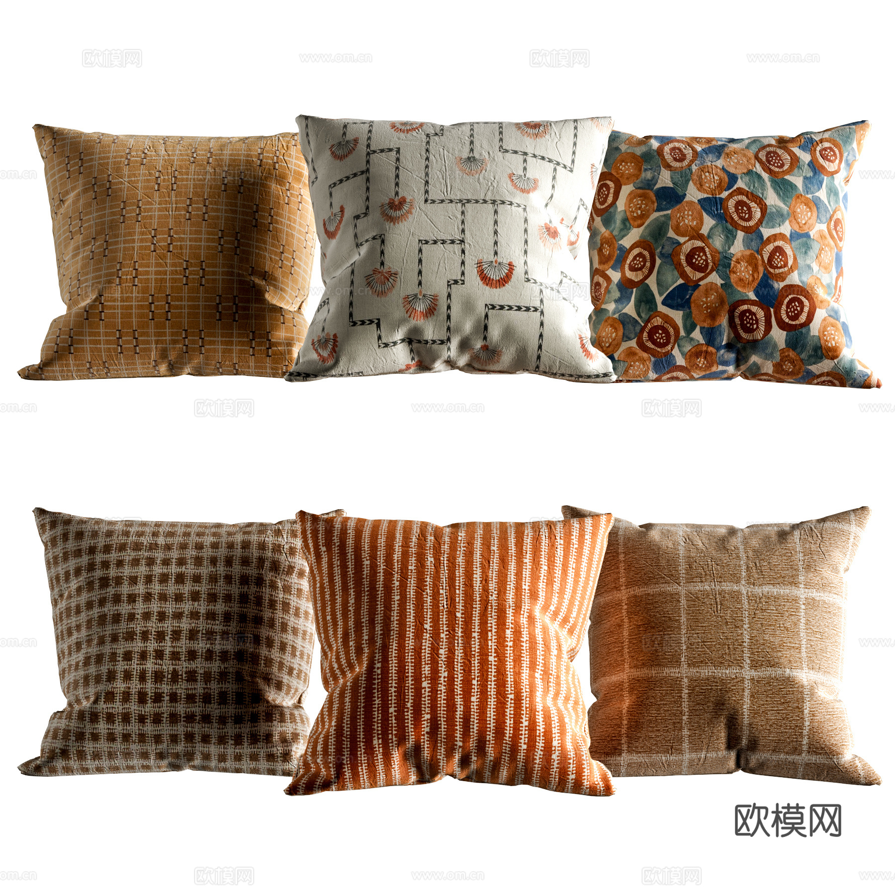 包豪斯抱枕  方形抱枕 沙发抱枕 布艺抱枕su模型