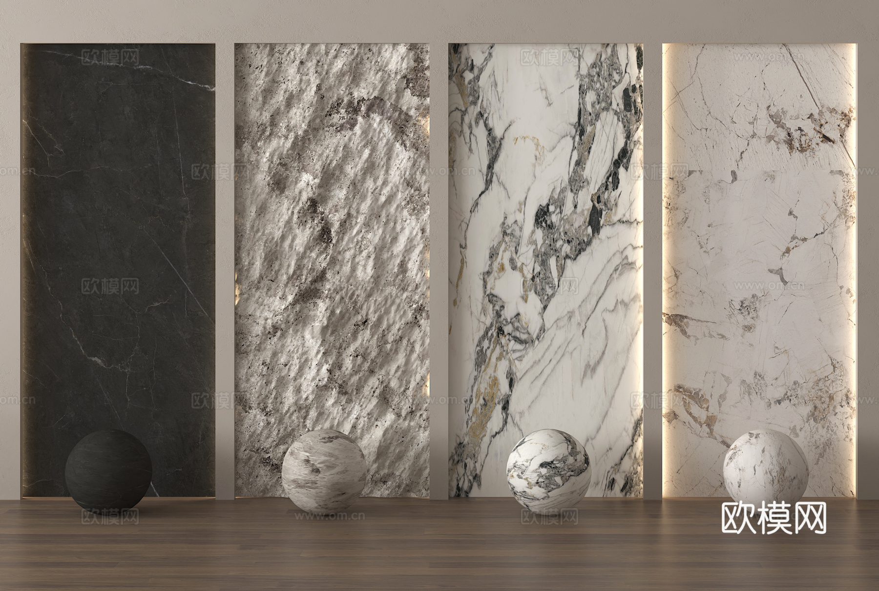 现代轻奢石材 大理石 毛石墙 岩板 护墙板 瓷砖su模型