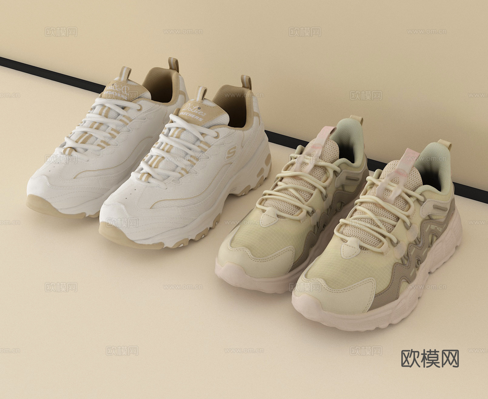 现代鞋子 休闲鞋 运动鞋su模型su模型