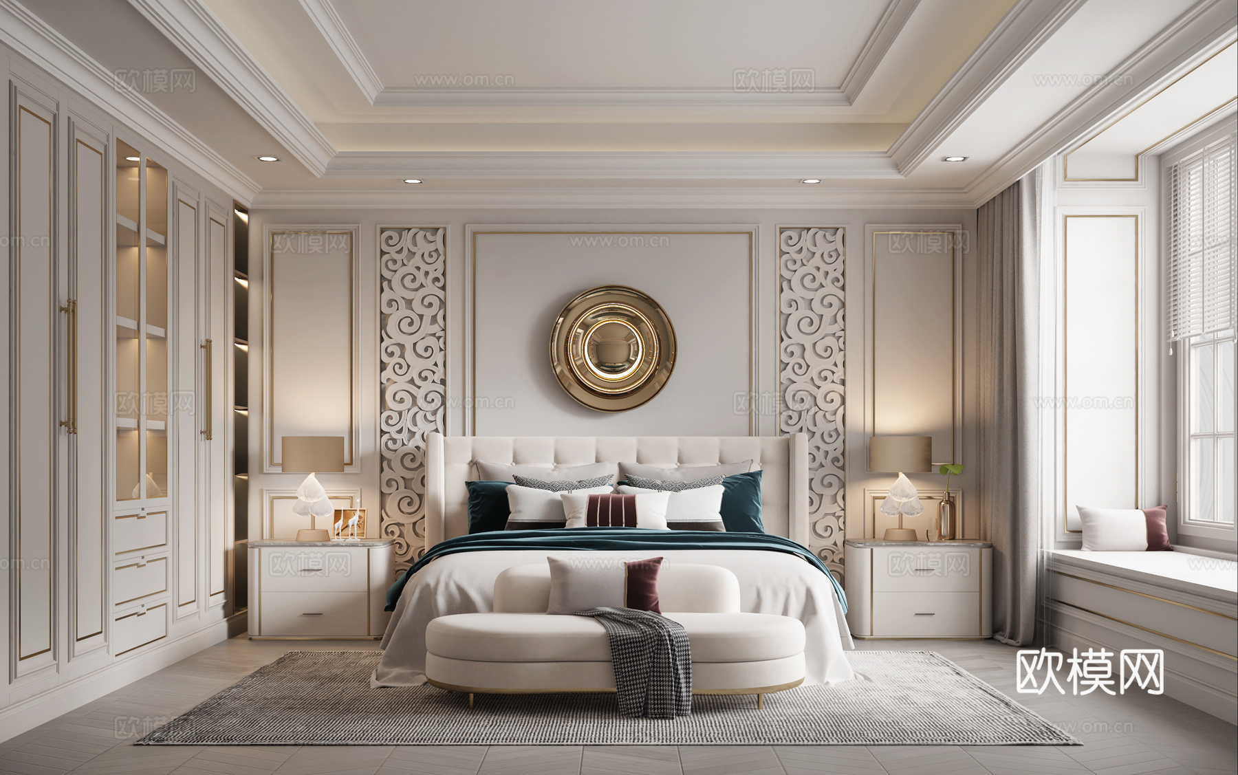 美式卧室3d模型下载