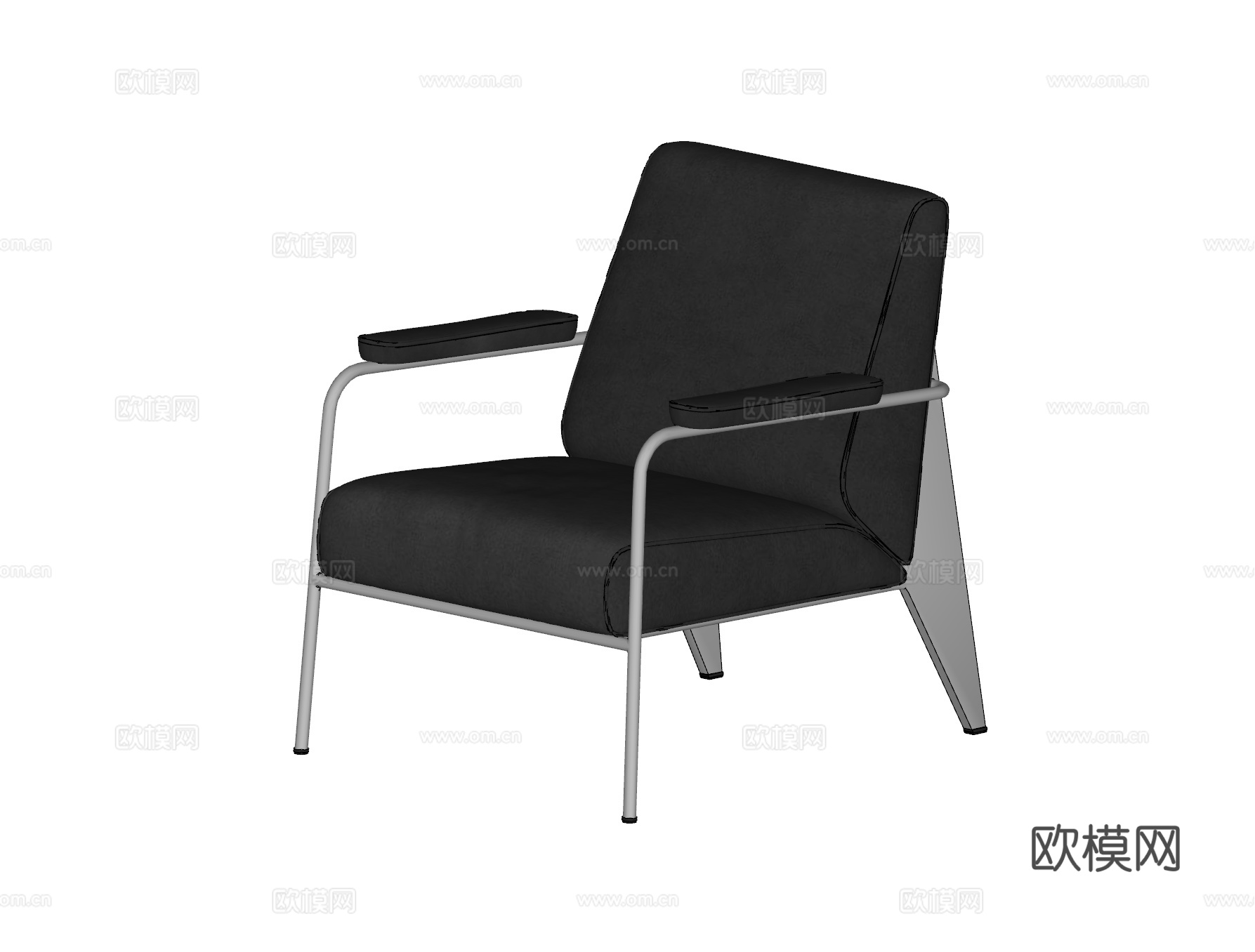 VITRA 现代包豪斯休闲椅 沙发椅 皮革 不锈钢 扶手椅su模型