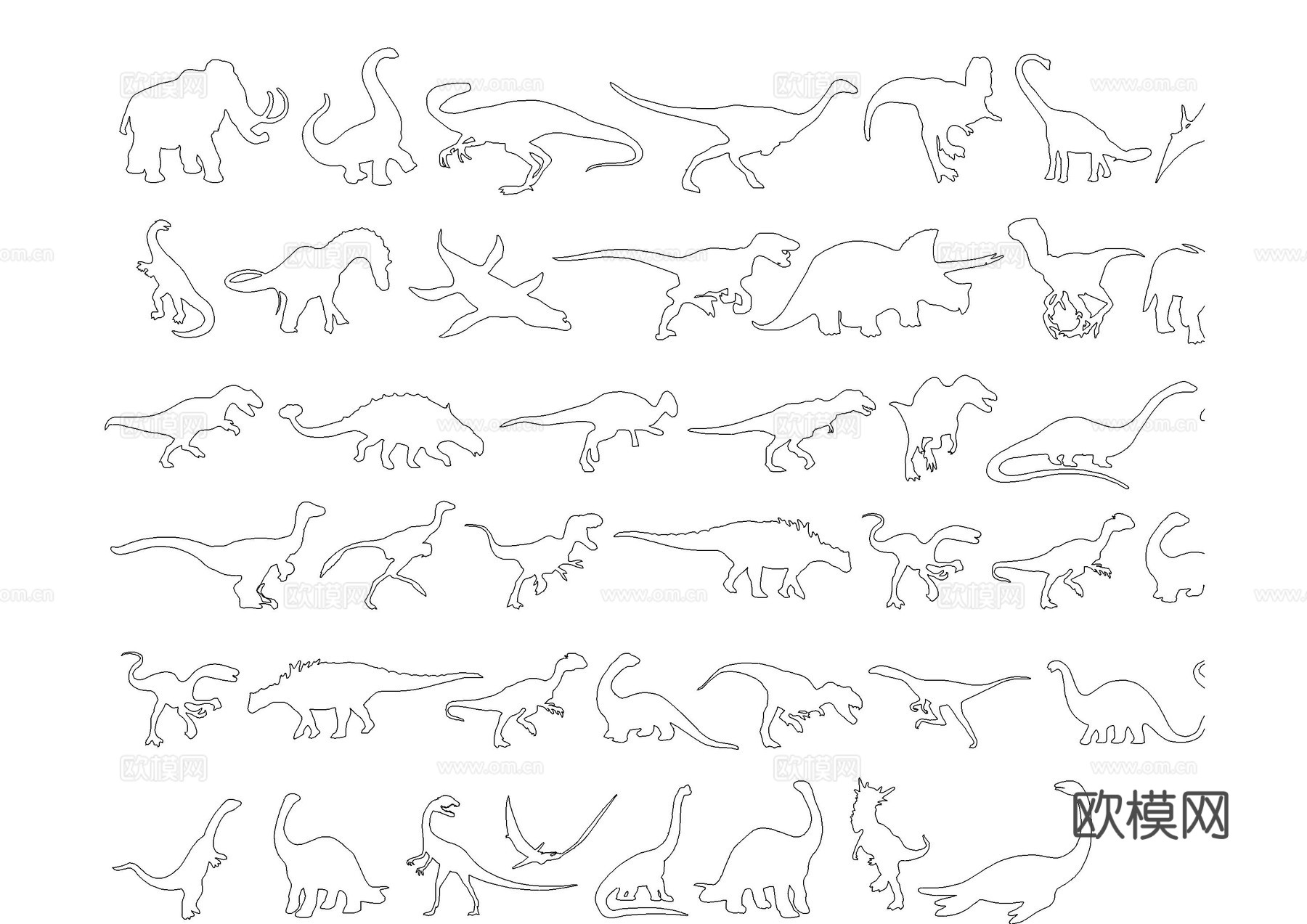动物恐龙图库cad施工图