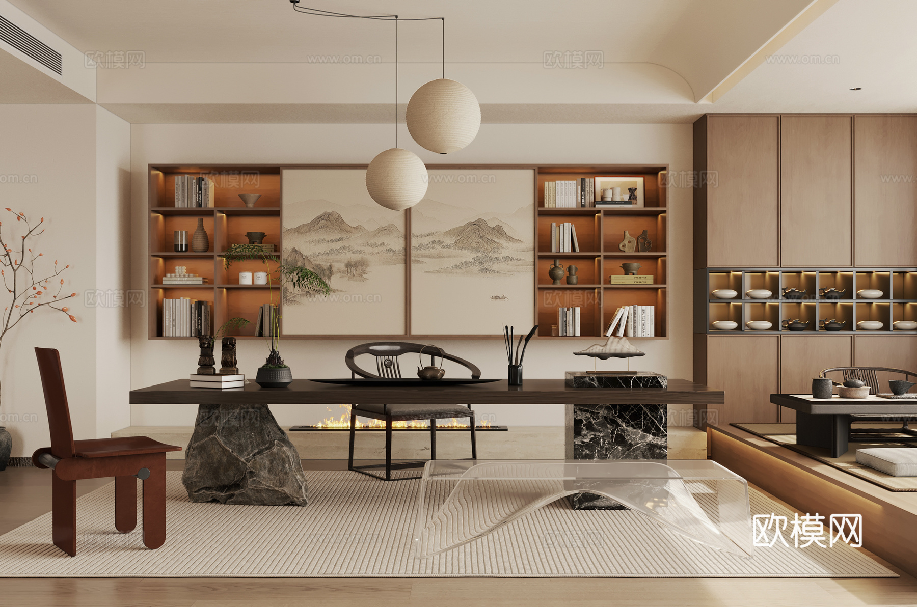 宋式茶室 新中式茶室 别墅茶室3d模型下载