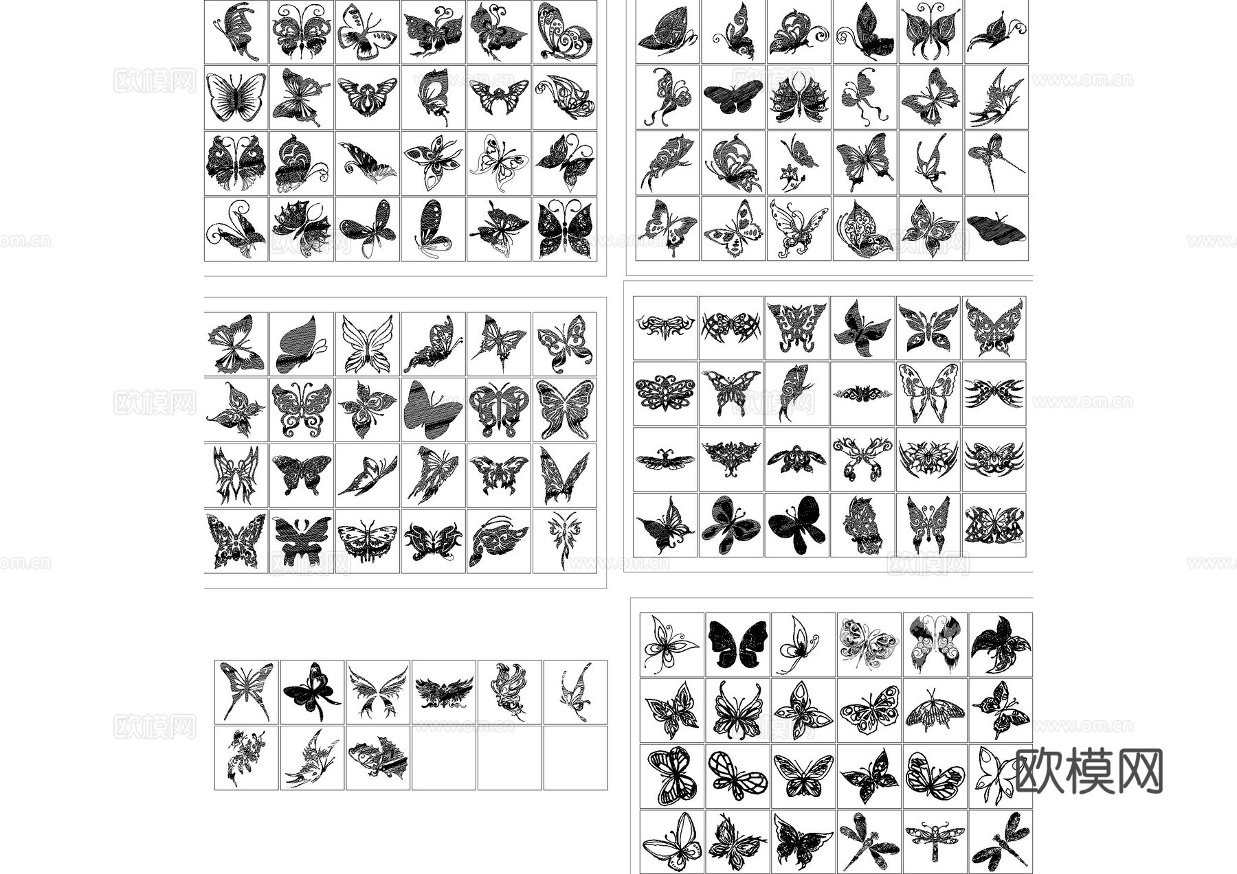 蝴蝶昆虫动物图库cad施工图