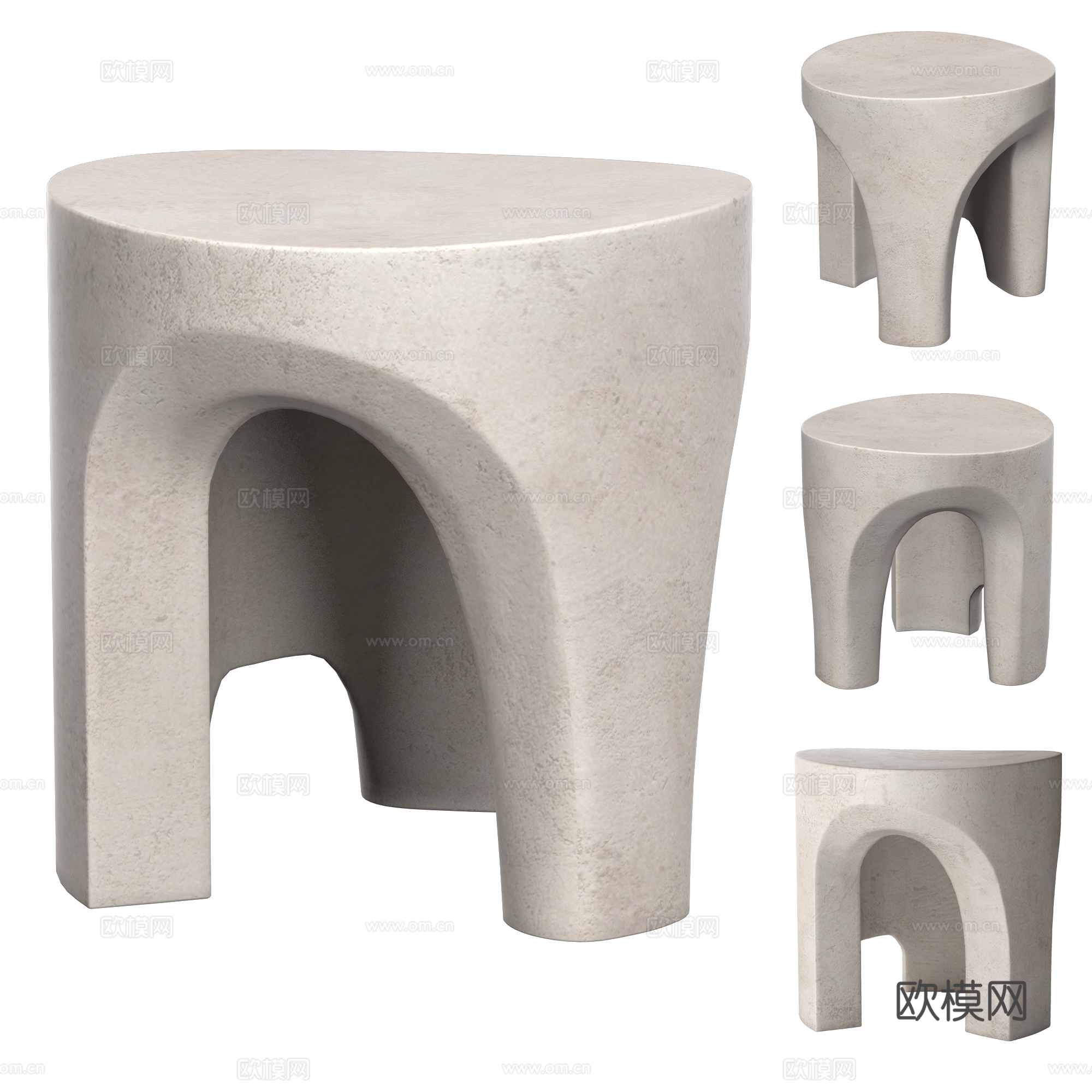 现代侘寂 Flinders 石凳3d模型