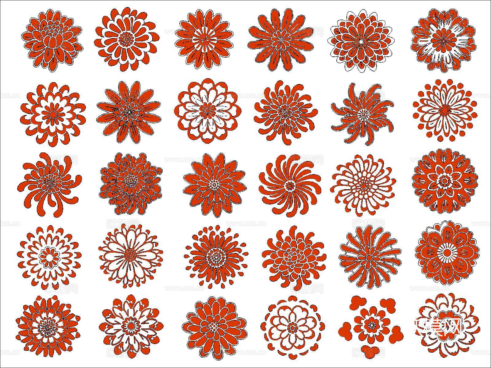 各种花朵cad施工图