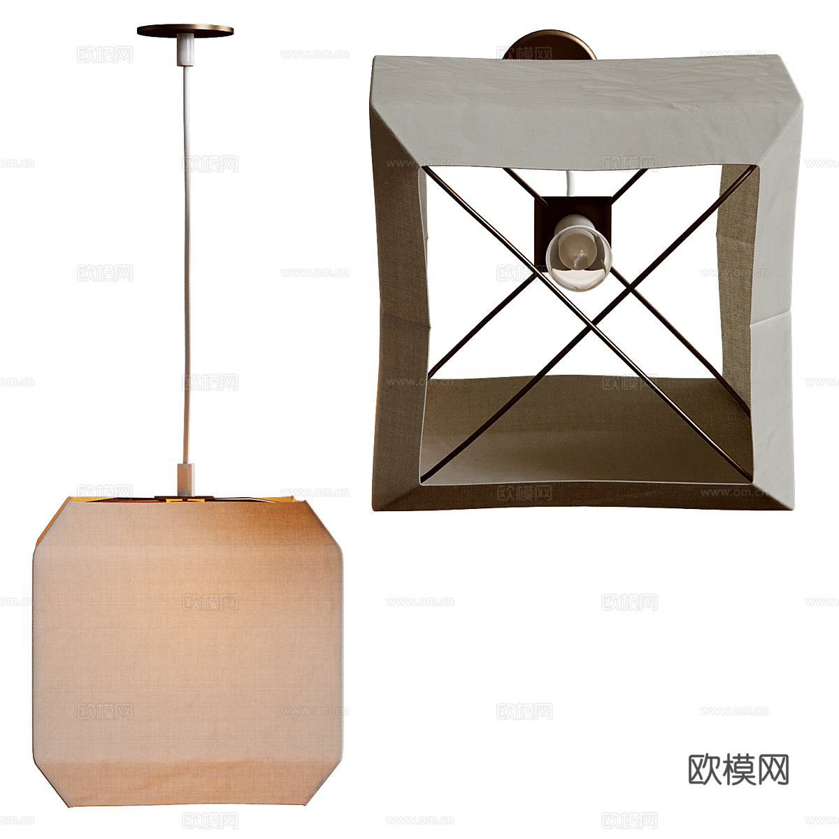 现代侘寂 Bruno Munari 布艺装饰吊灯3d模型