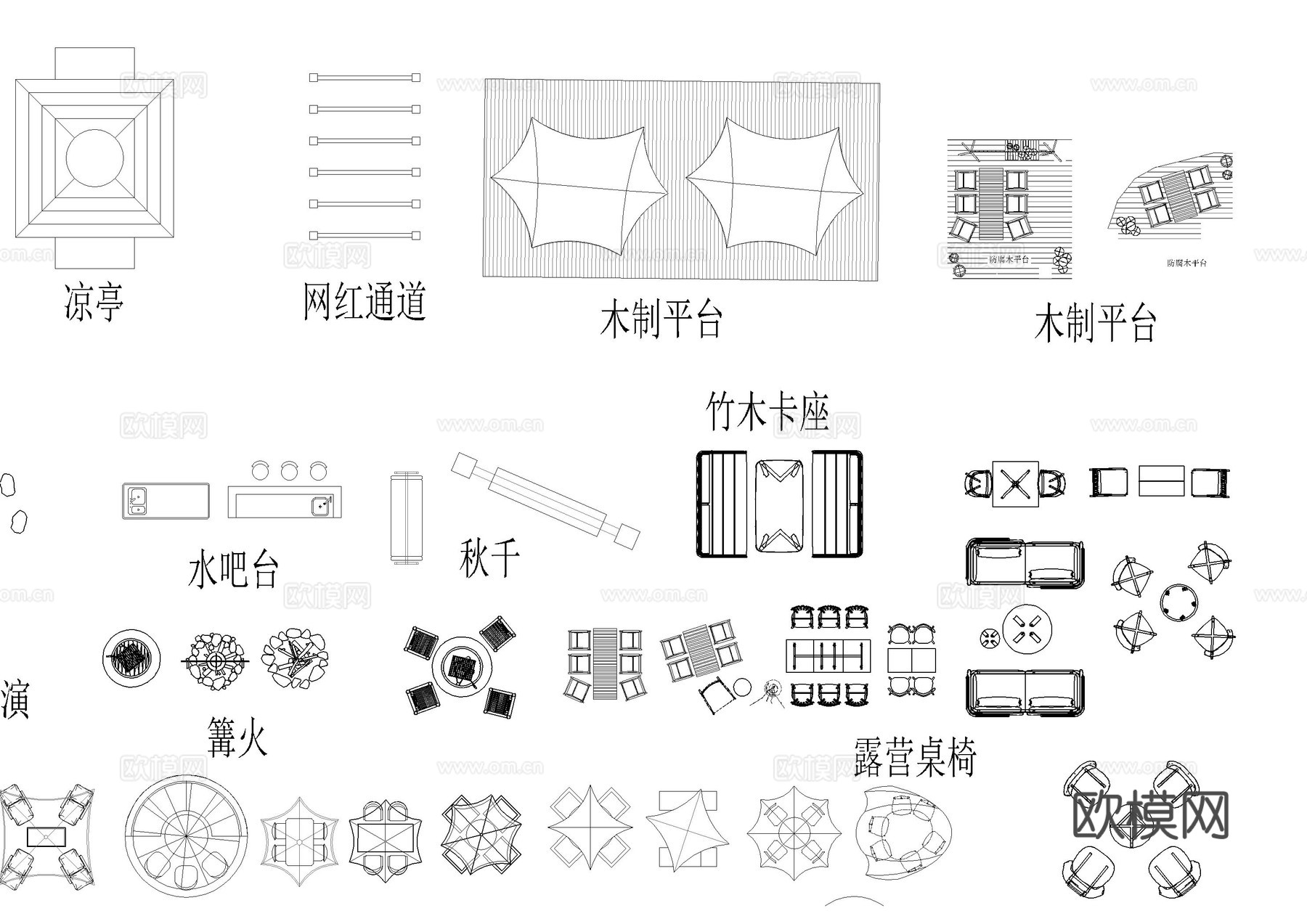 露营烧烤帐篷天幕图库cad施工图
