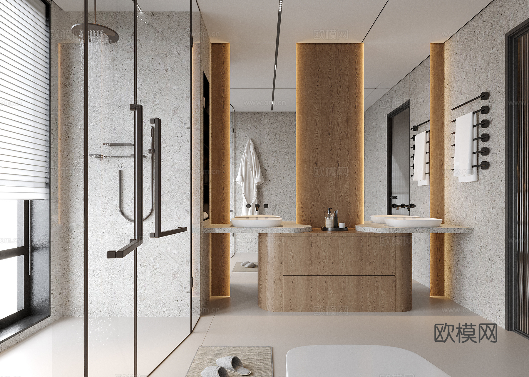 现代酒店卫生间 浴室su模型