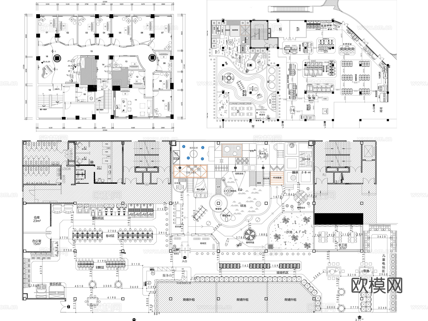 20套培训中心CAD平面图cad施工图