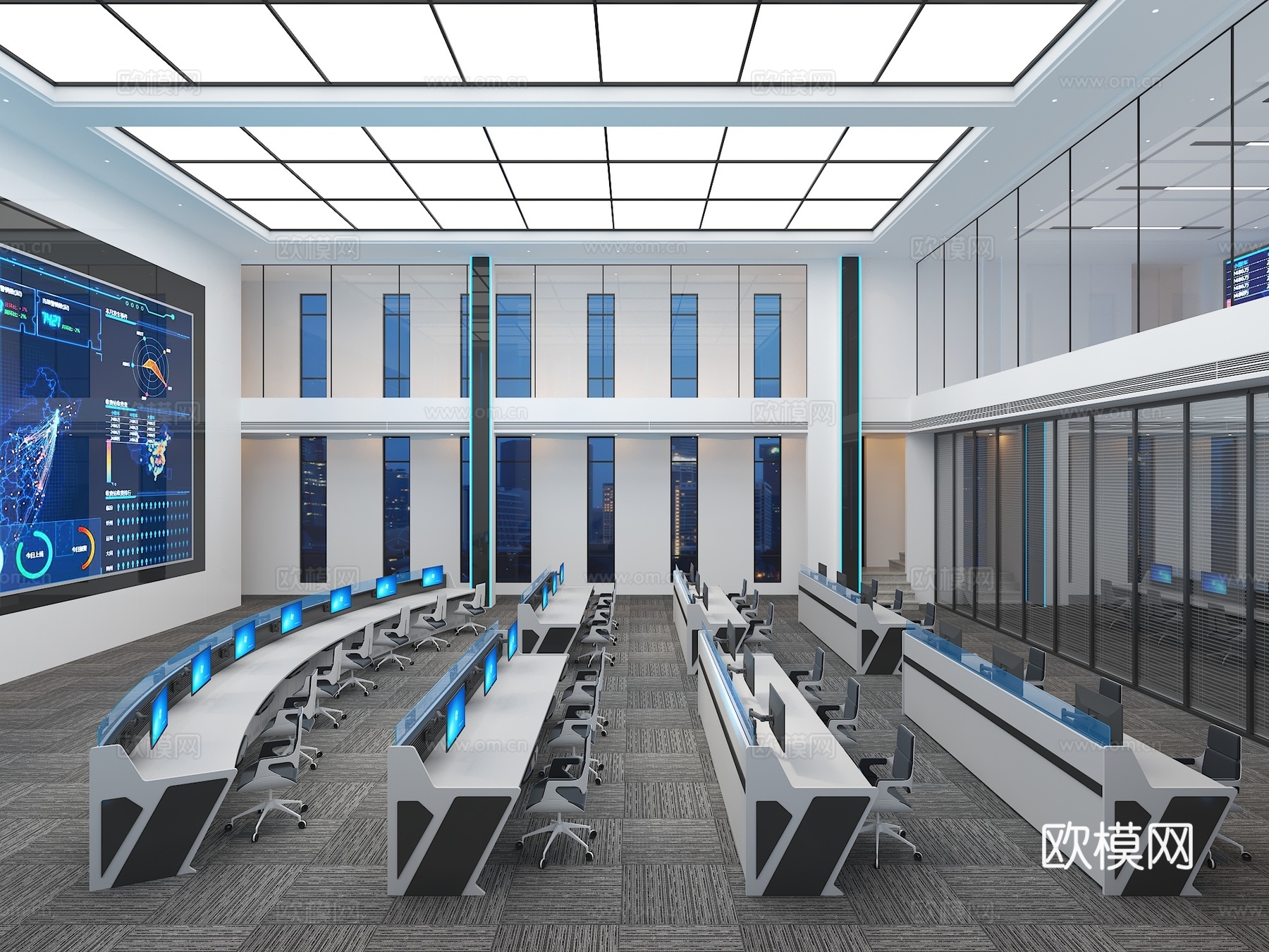 现代指挥控制室 消防指挥中心 控制中心 调度中心 城市大脑su模型
