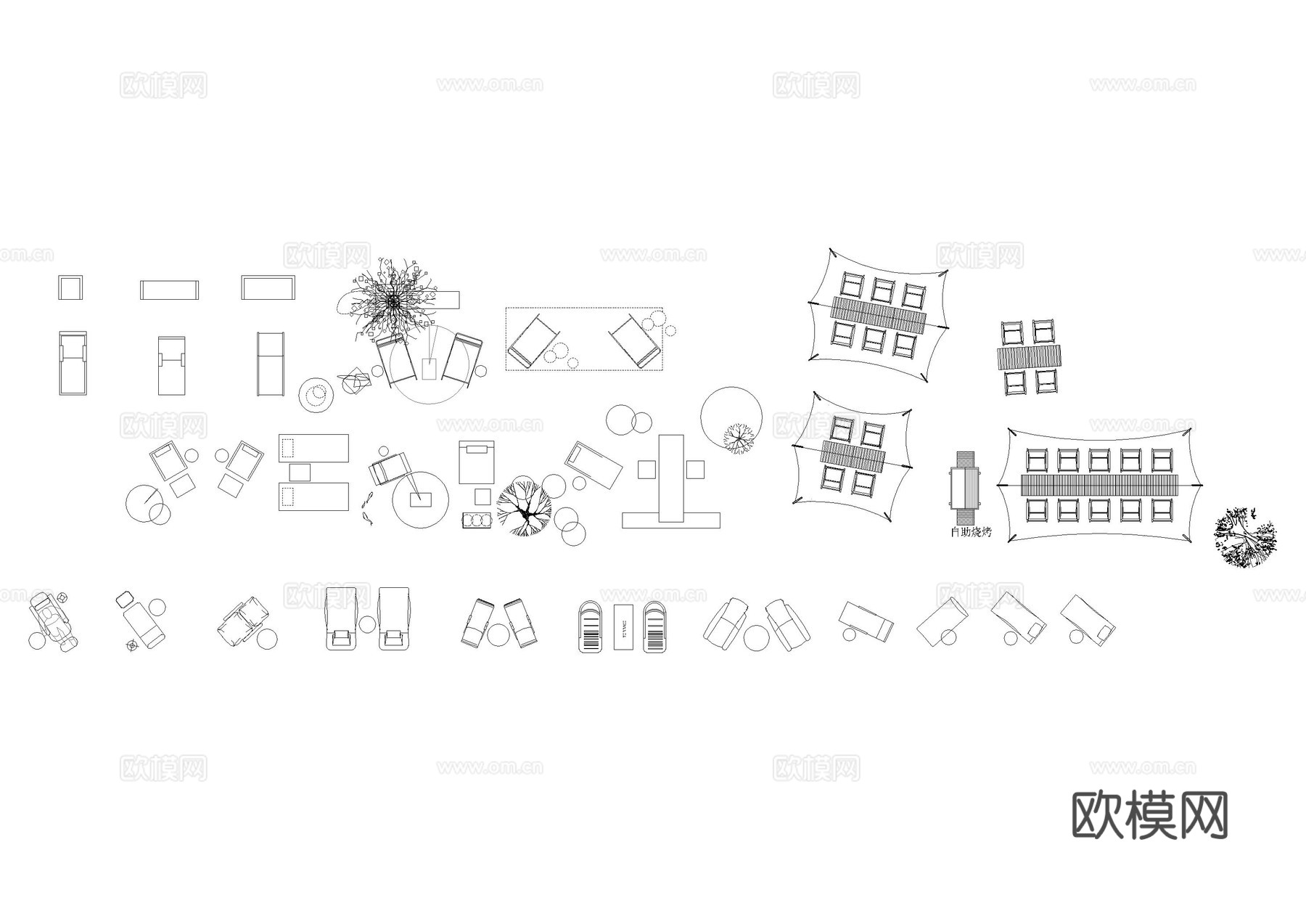 露营房车帐篷桌椅图库cad施工图