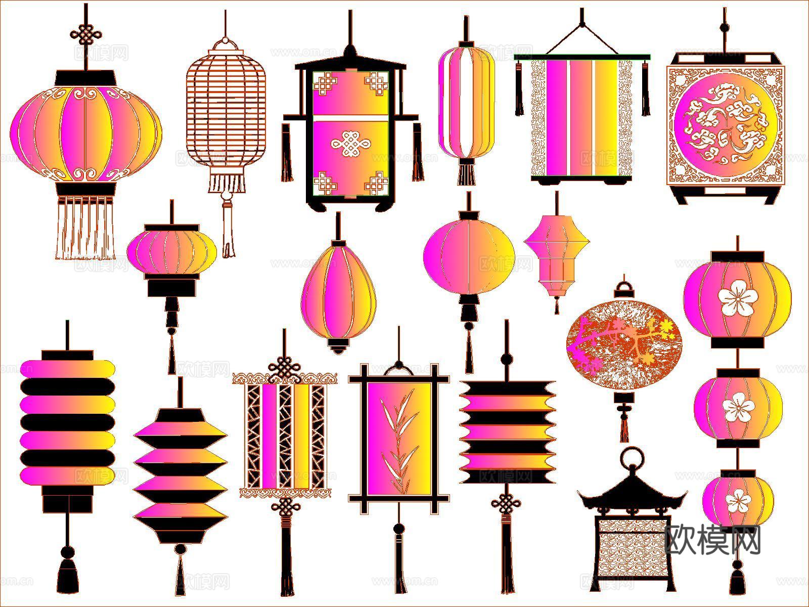 中式灯笼cad施工图