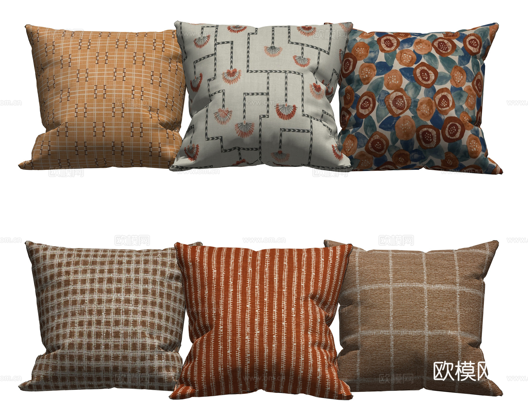 包豪斯抱枕  方形抱枕 沙发抱枕 布艺抱枕su模型