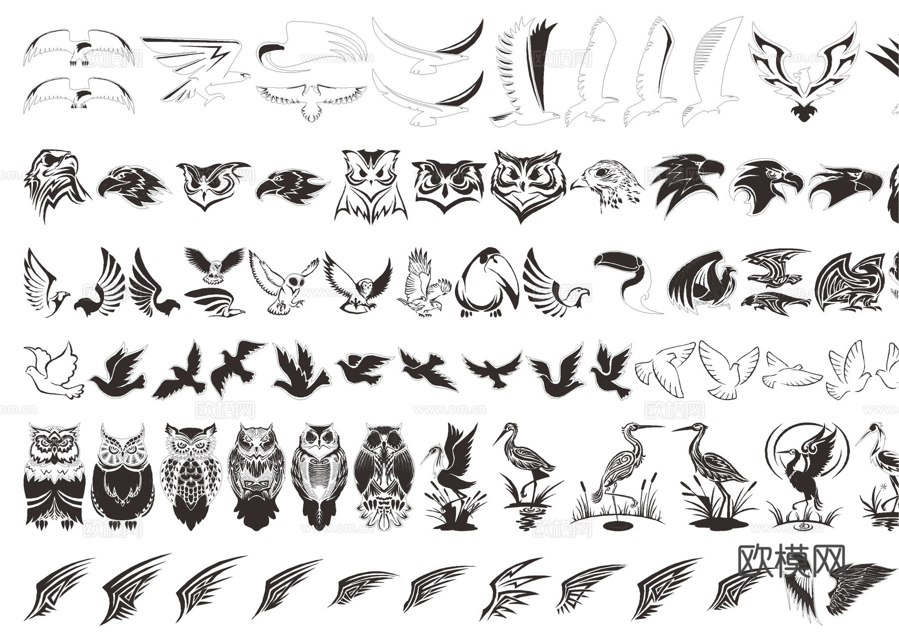 鸟类动物图库cad施工图