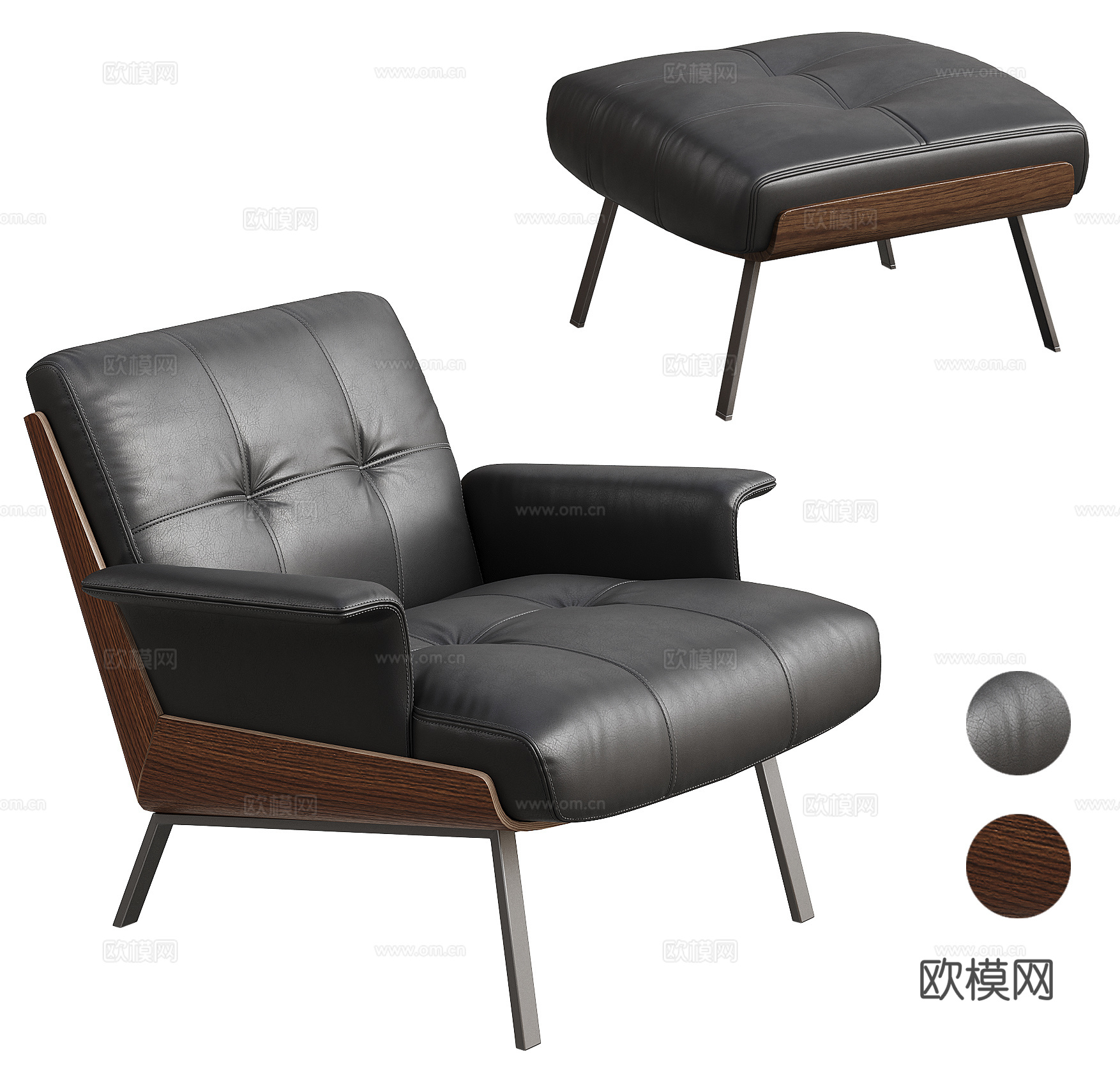 MINOTTI DAIKI 现代意式休闲椅 中古风休闲椅su模型