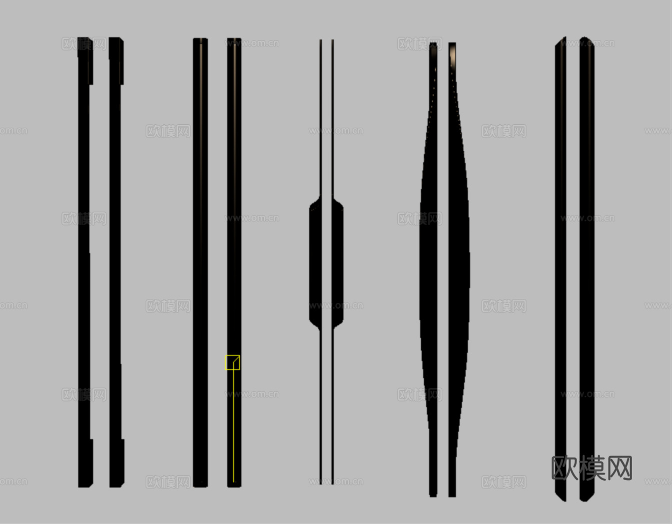现代金属长拉手 把手 金属门把手su模型