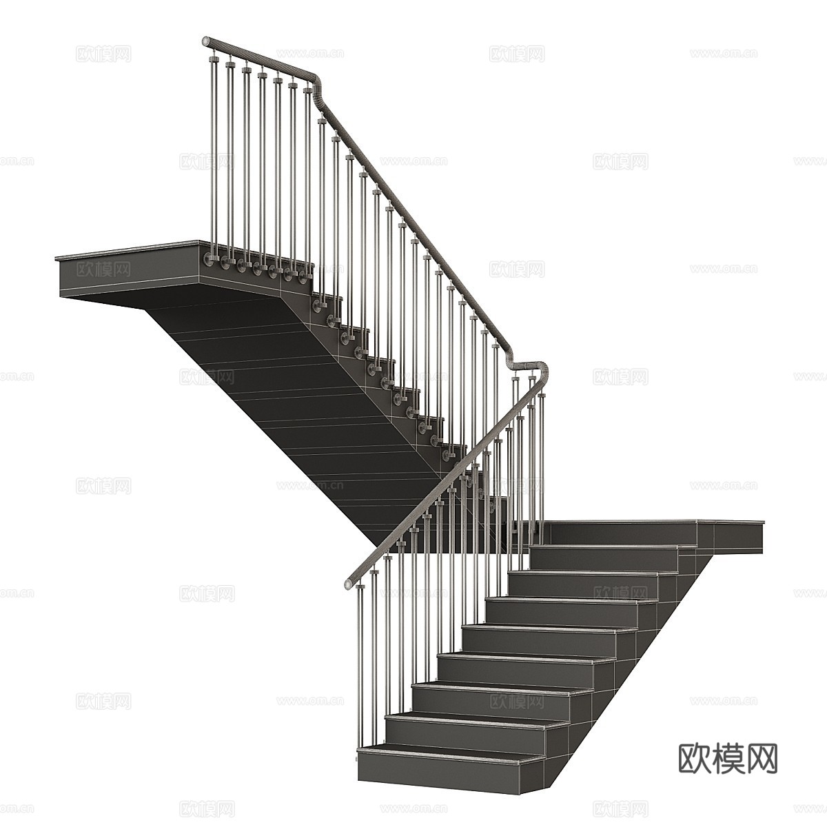现代轻奢大理石转角扶手楼梯3d模型下载（渲染图5）