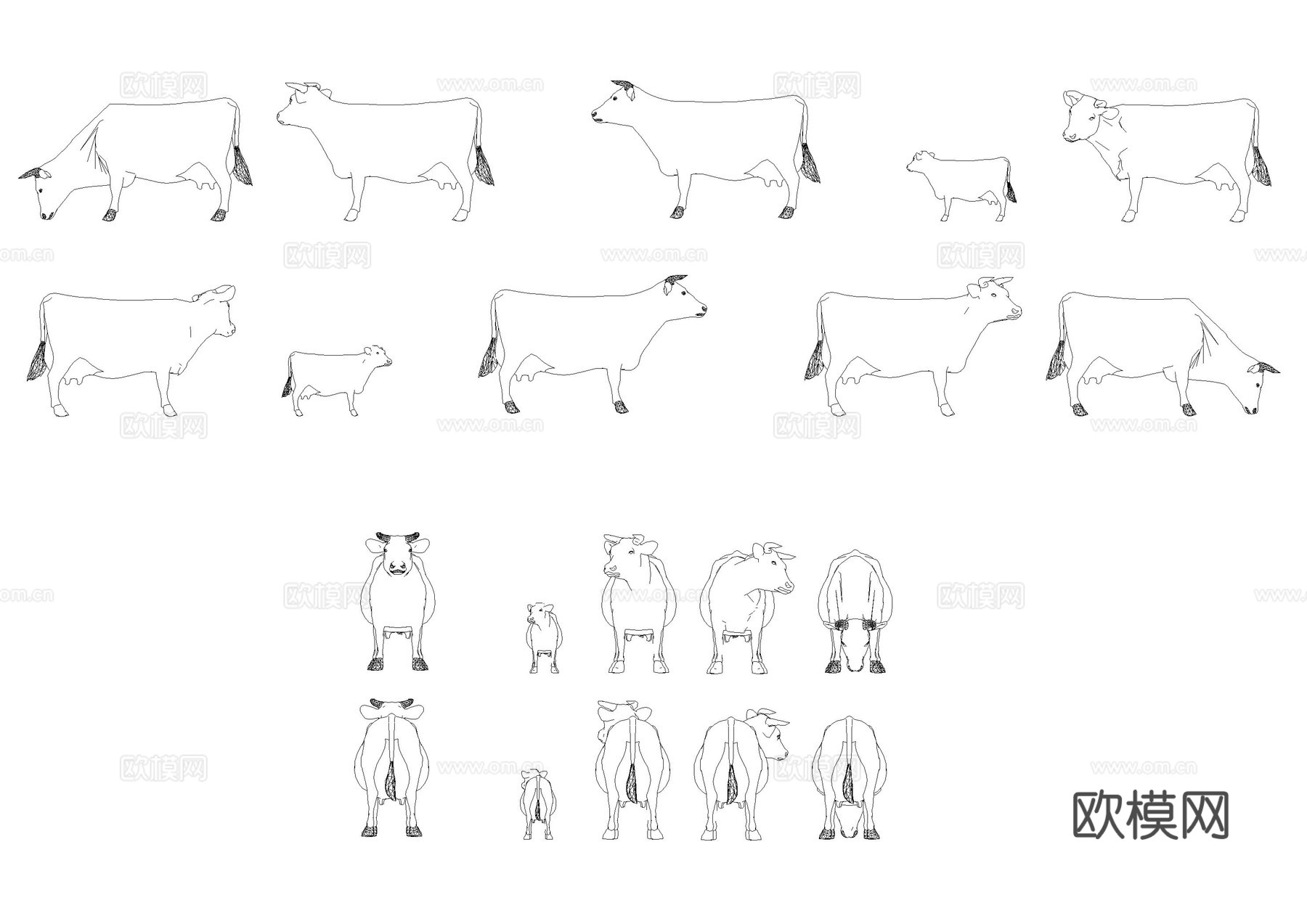 牛马动物图库cad施工图