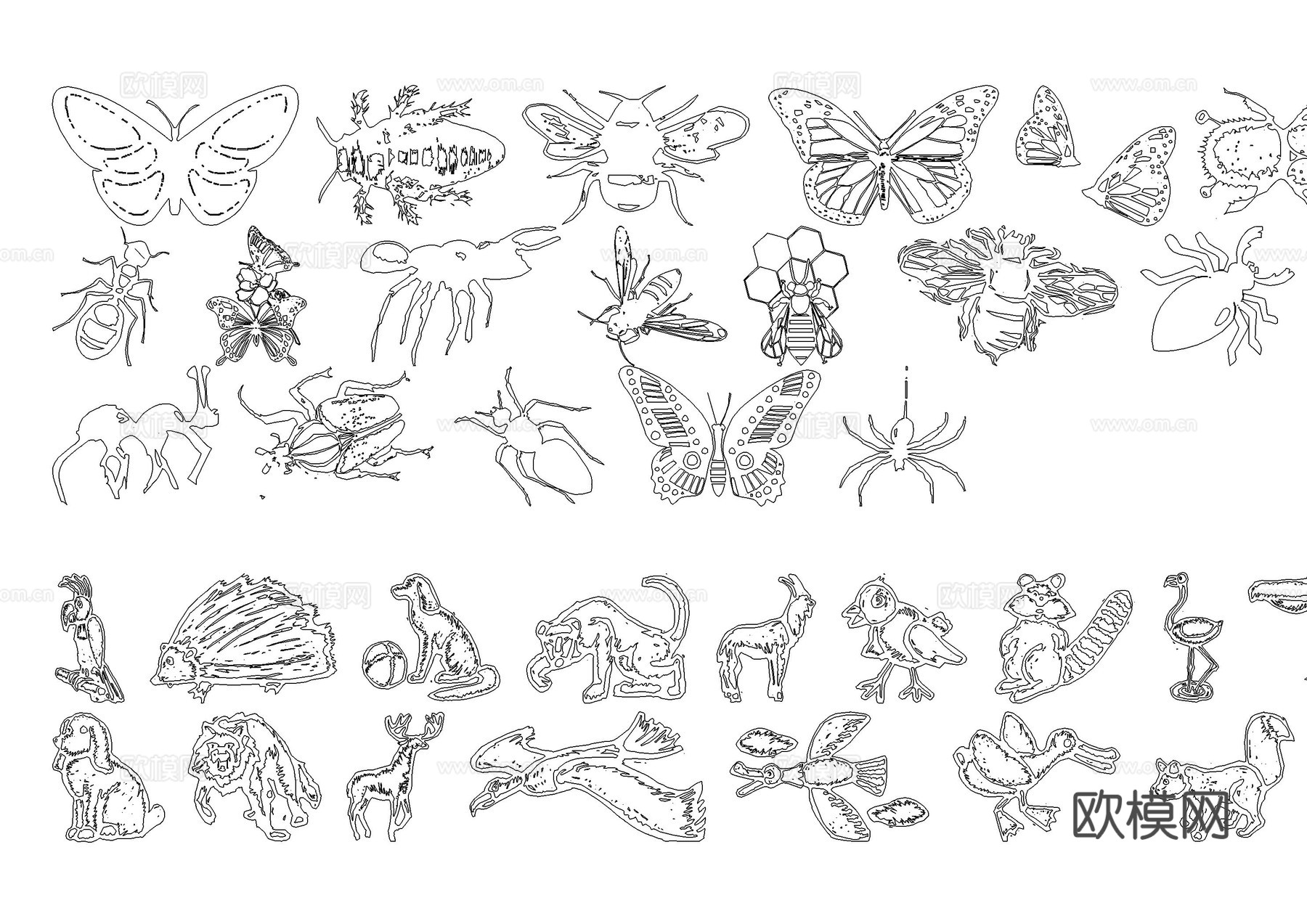 多种动物图库cad施工图