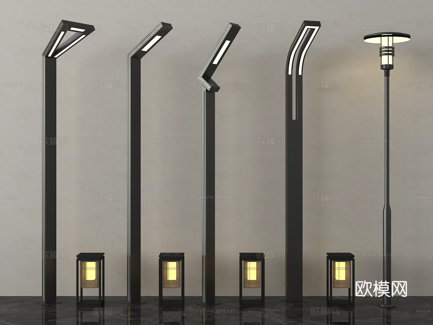 现代景观灯 高杆灯 路灯 园林景观灯 户外灯3d模型下载