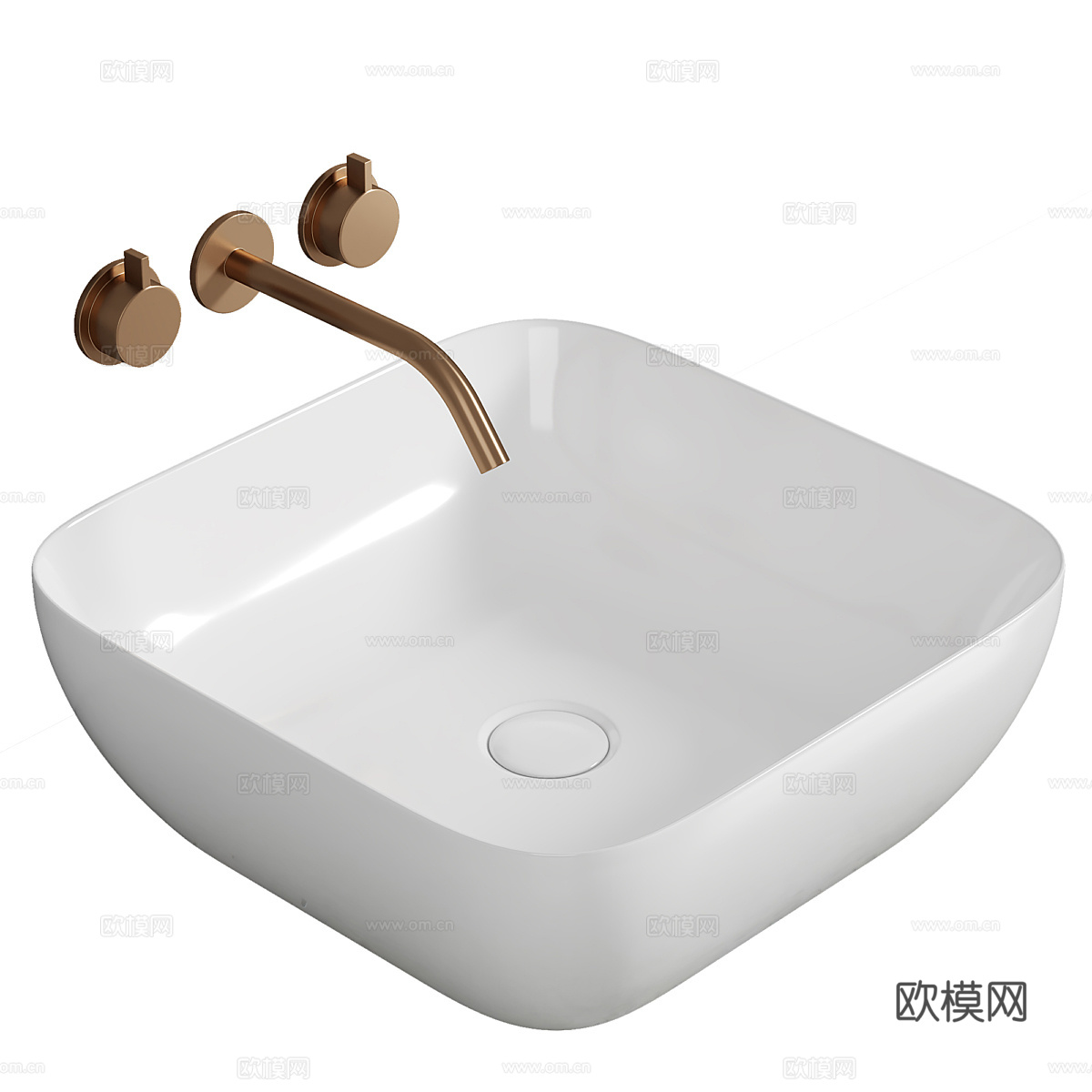 现代轻奢陶瓷台盆 洗手盆3d模型下载