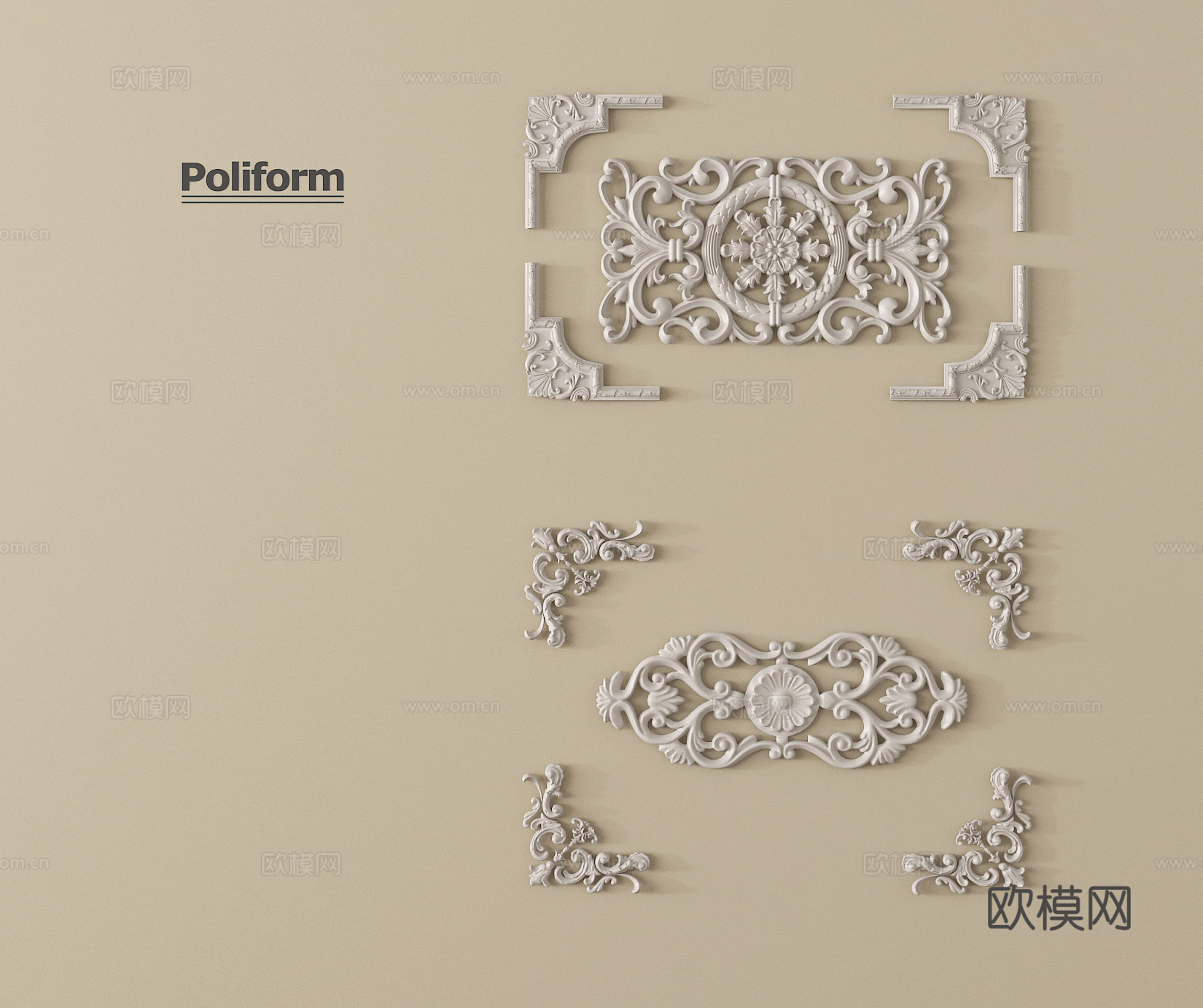 欧式雕花 浮雕3d模型下载