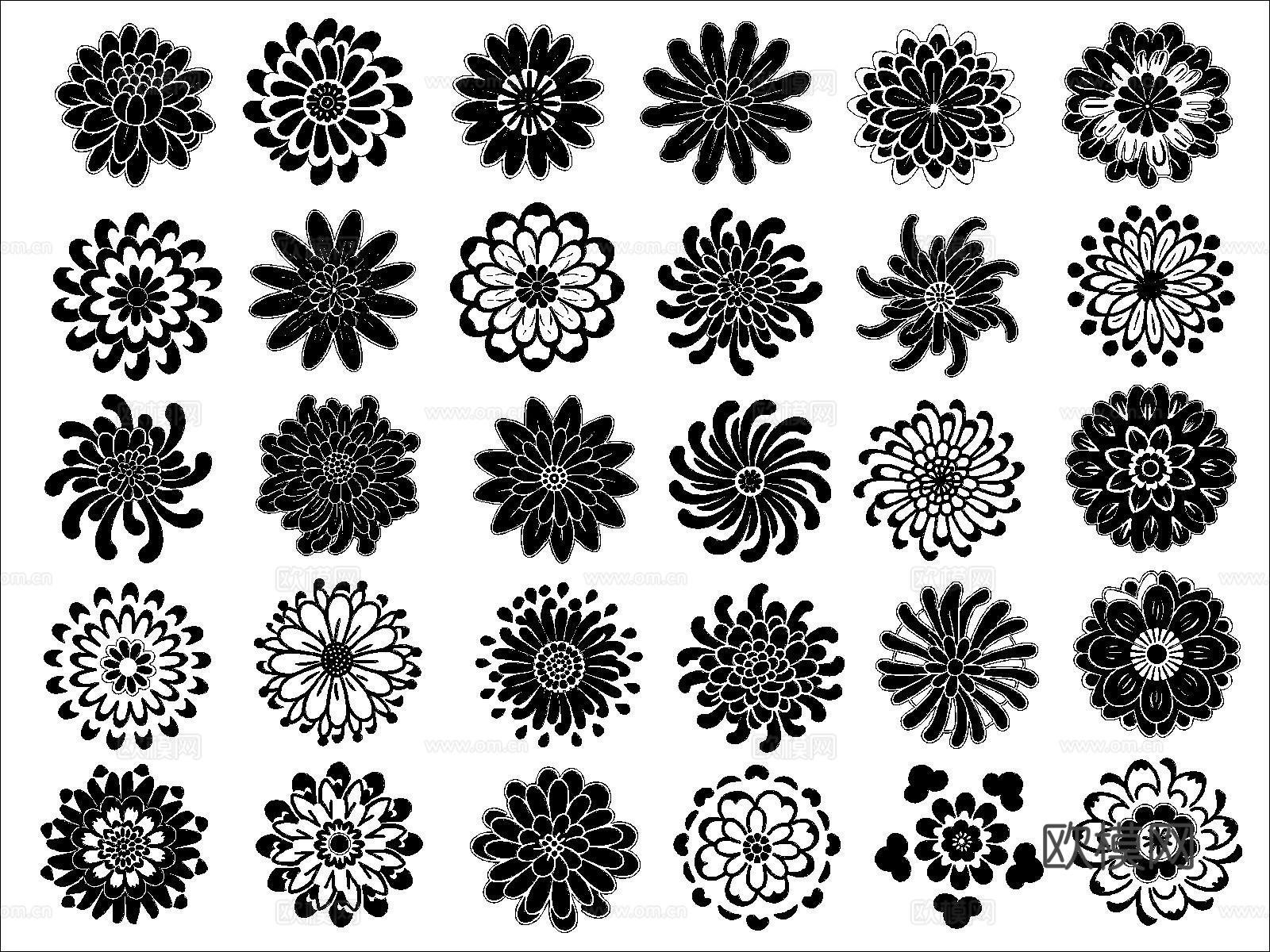 各种花朵cad施工图