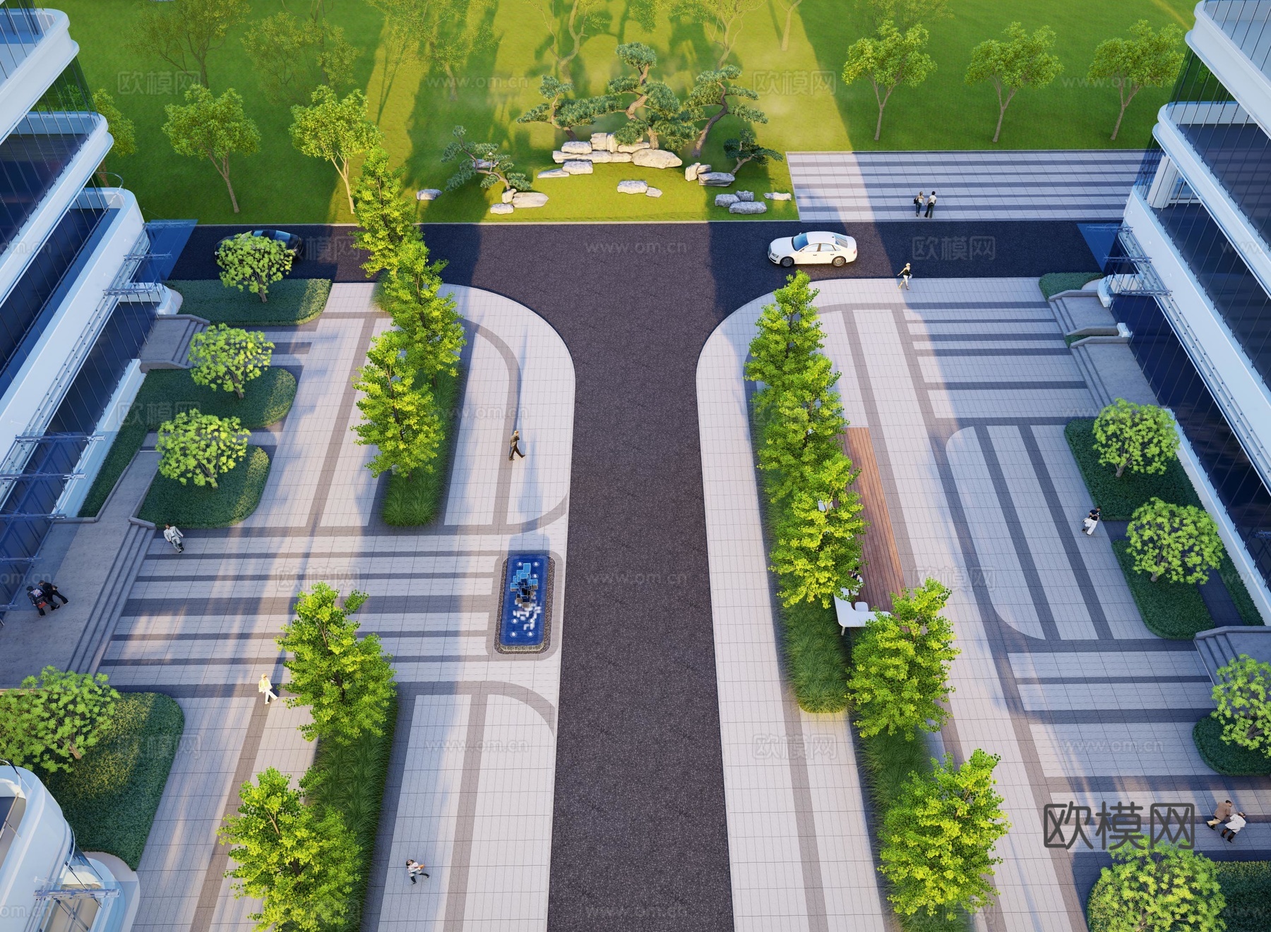 现代办公区景观 商办综合体 产业园 工业园 高端写字楼 广场su模型