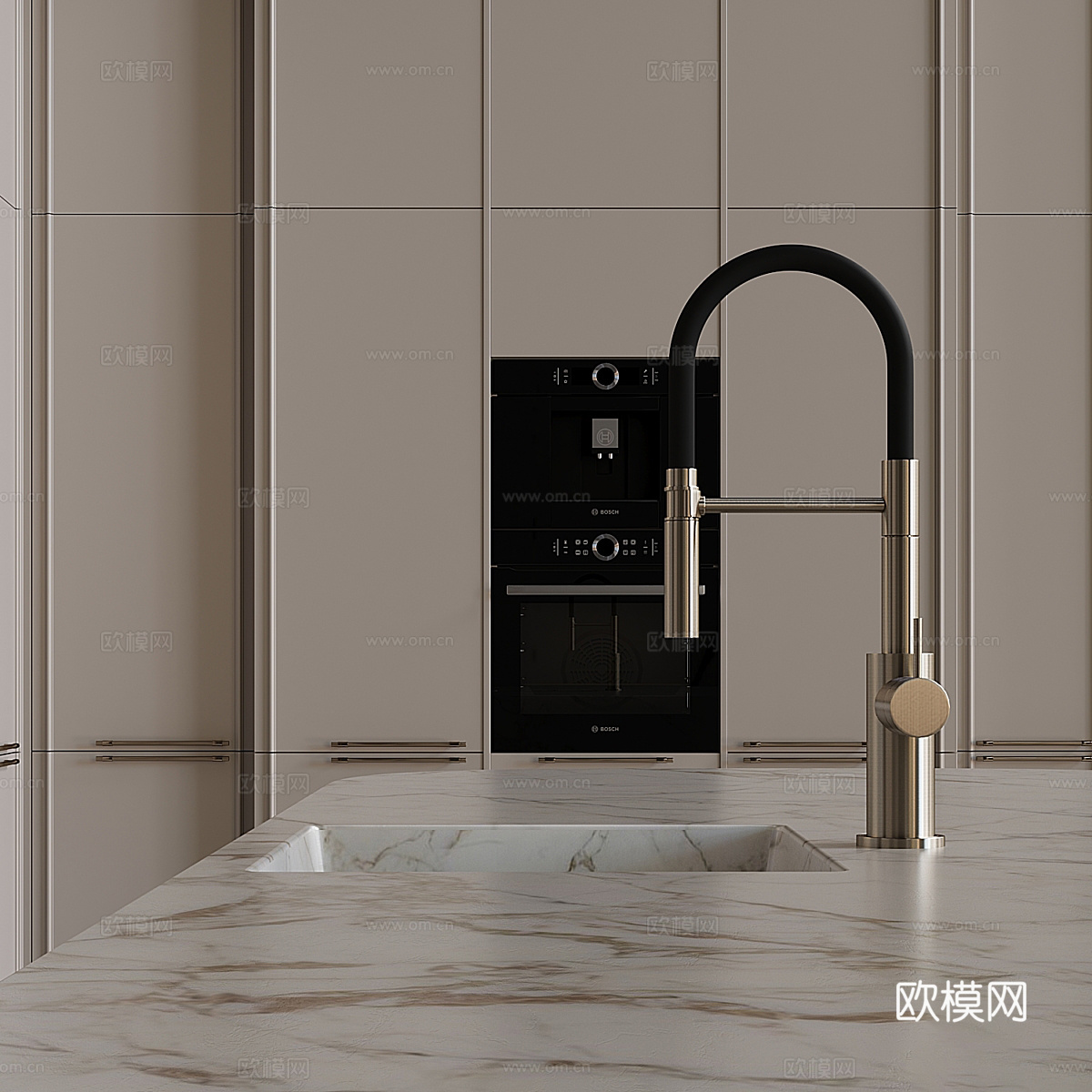 新古典主义橱柜 岛台3d模型下载（渲染图5）