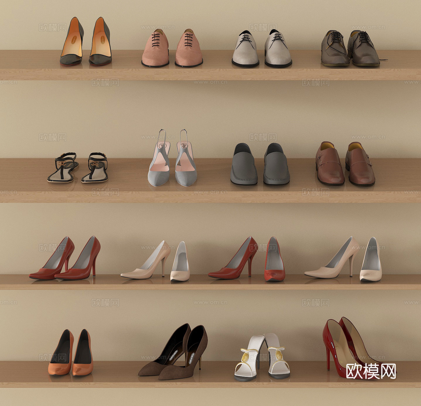 现代鞋子 高跟鞋 皮鞋 休闲鞋su模型