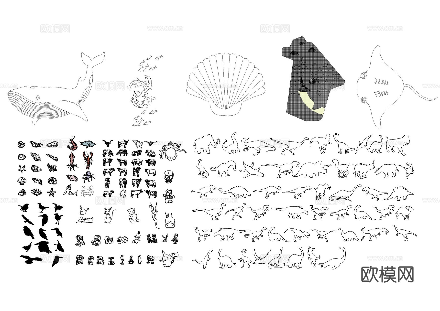 动物恐龙图库cad施工图