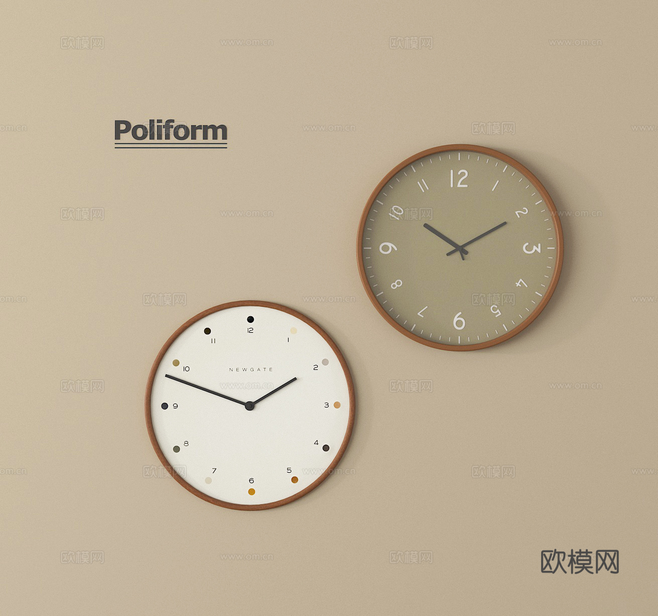 现代简约钟表 挂钟 时钟3d模型下载