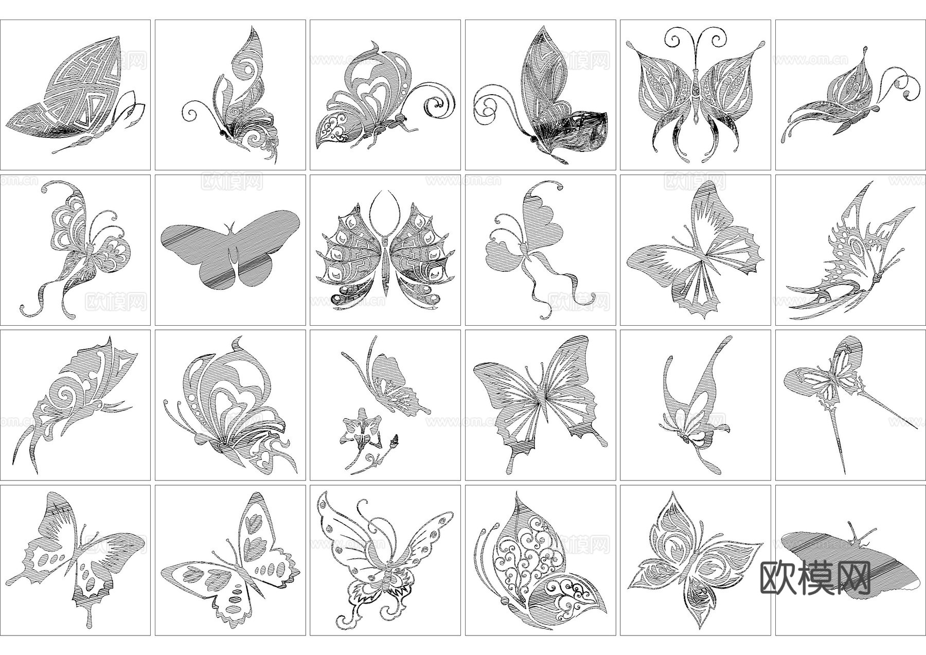 蝴蝶昆虫动物图库cad施工图