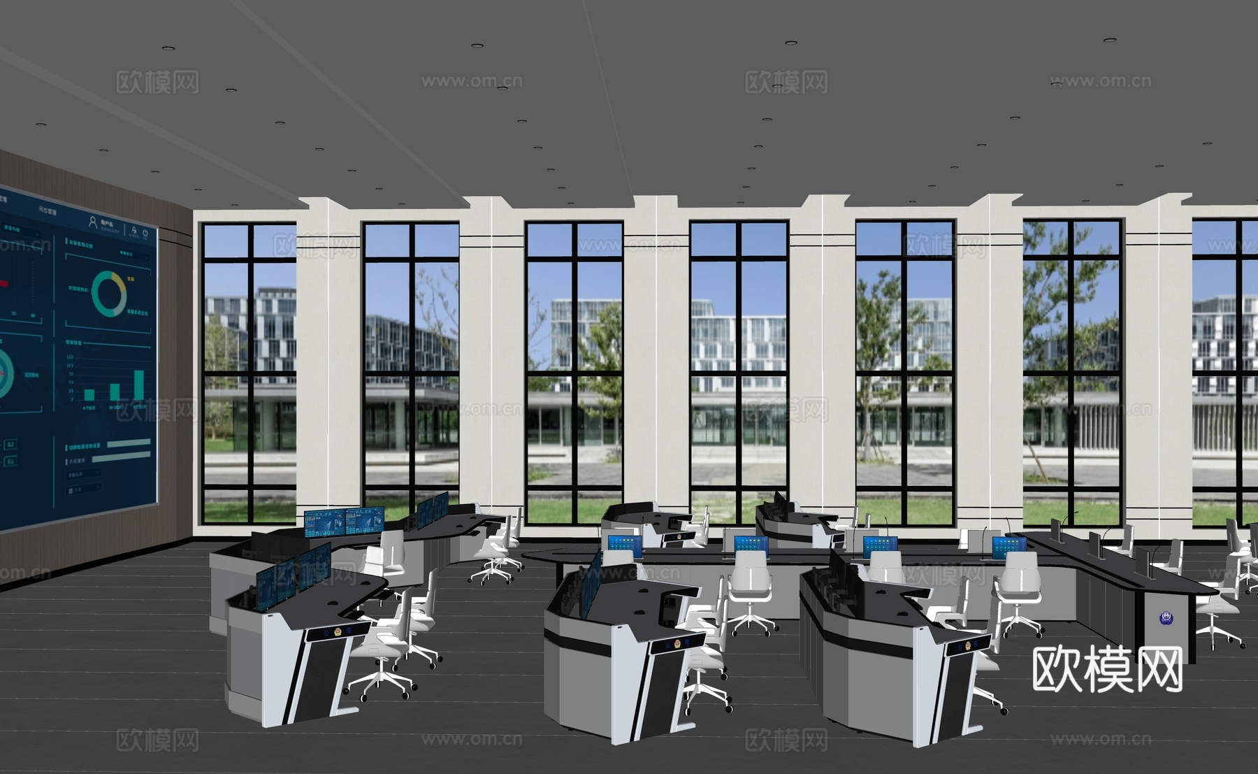 现代指挥控制室 消防指挥中心 控制中心 调度中心 城市大脑su模型