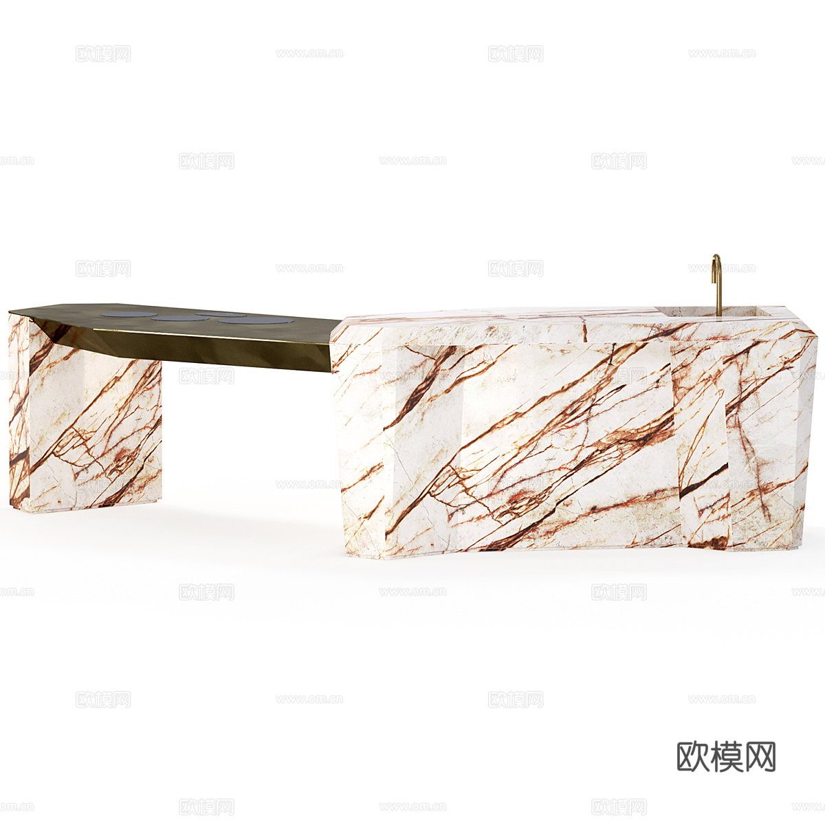 现代意式轻奢 Leylah 岩板吧台 岛台3d模型下载（渲染图4）