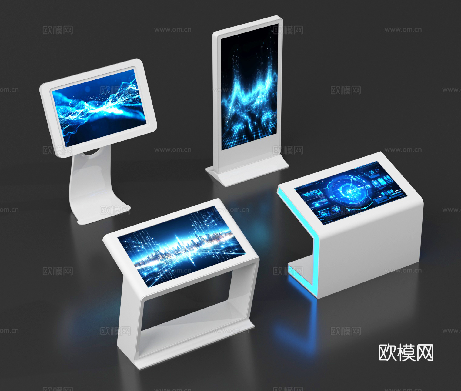 现代一体机 查询机 触控一体机su模型