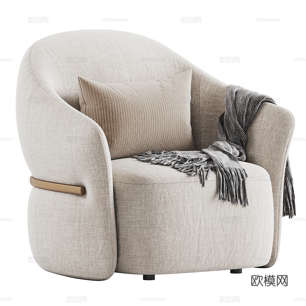 现代意式轻奢 Madame Butterfly 扶手椅3d模型下载（渲染图2）